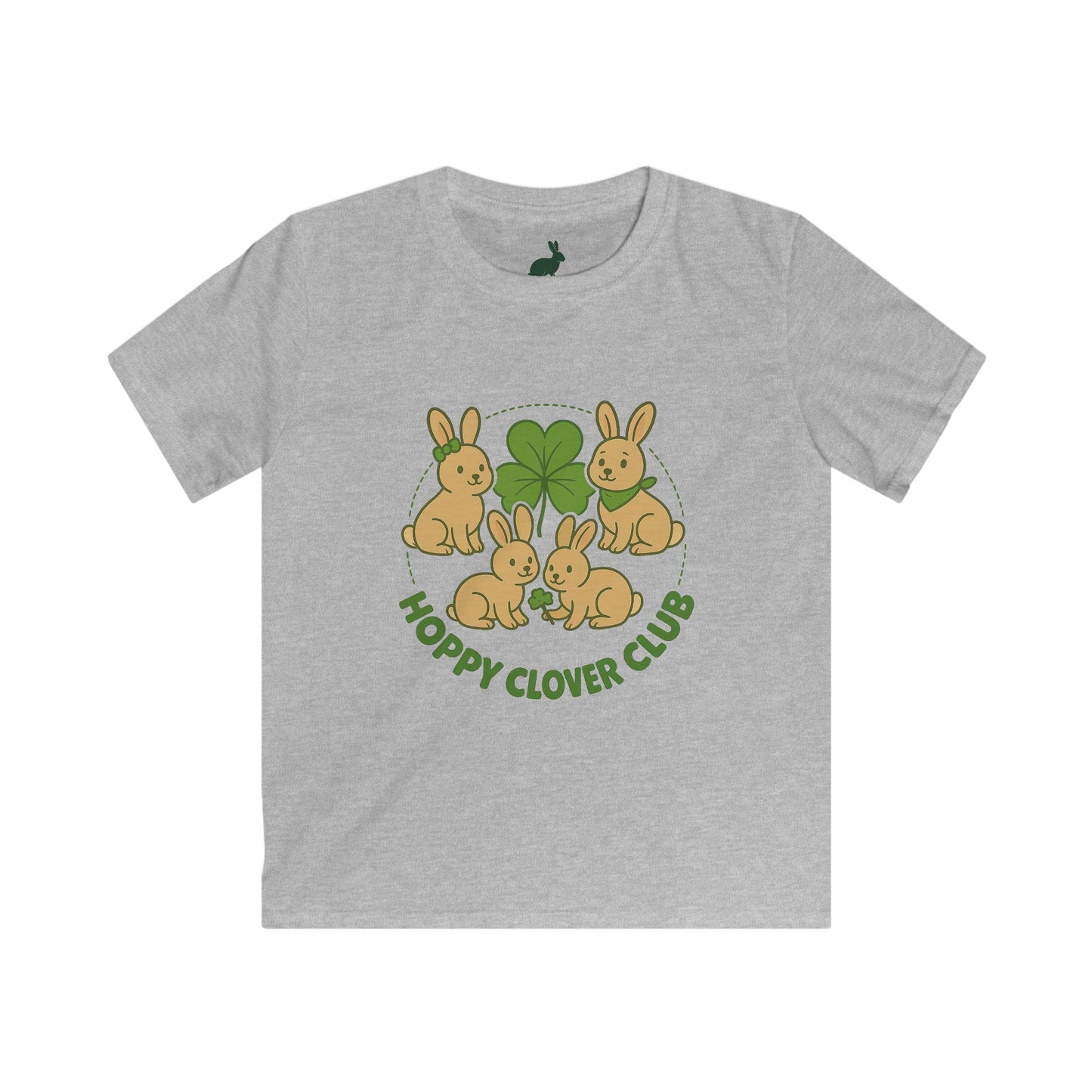 Hoppy Clover Club – Kids Softstyle Tee - Cute Bunny Rabbit T-Shirt - Farm Fun Children's Apparel