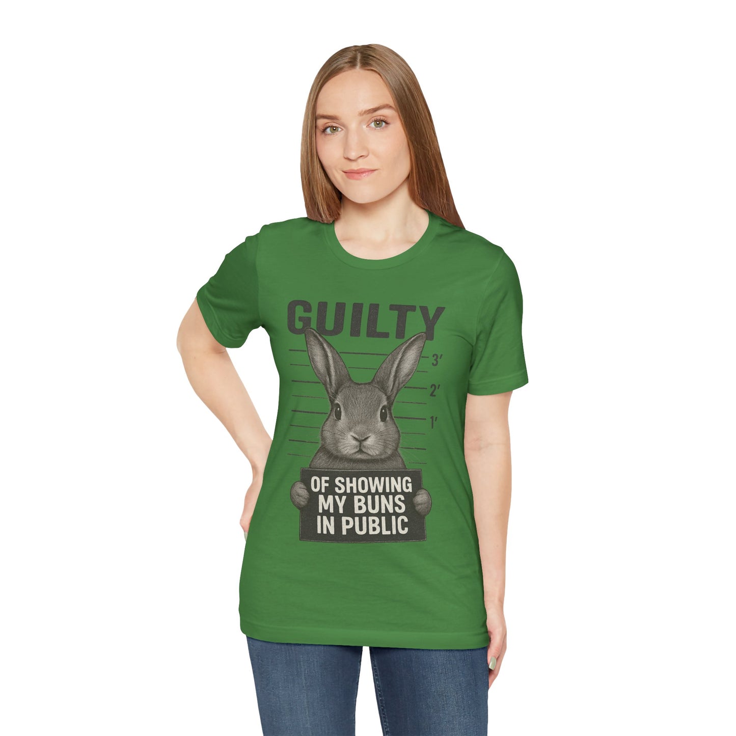 Guilty of Showing My Buns in Public Rabbit Exhibitor T-Shirt – Unisex Funny Bunny Graphic Tee - Quirky Gift for Animal Lovers