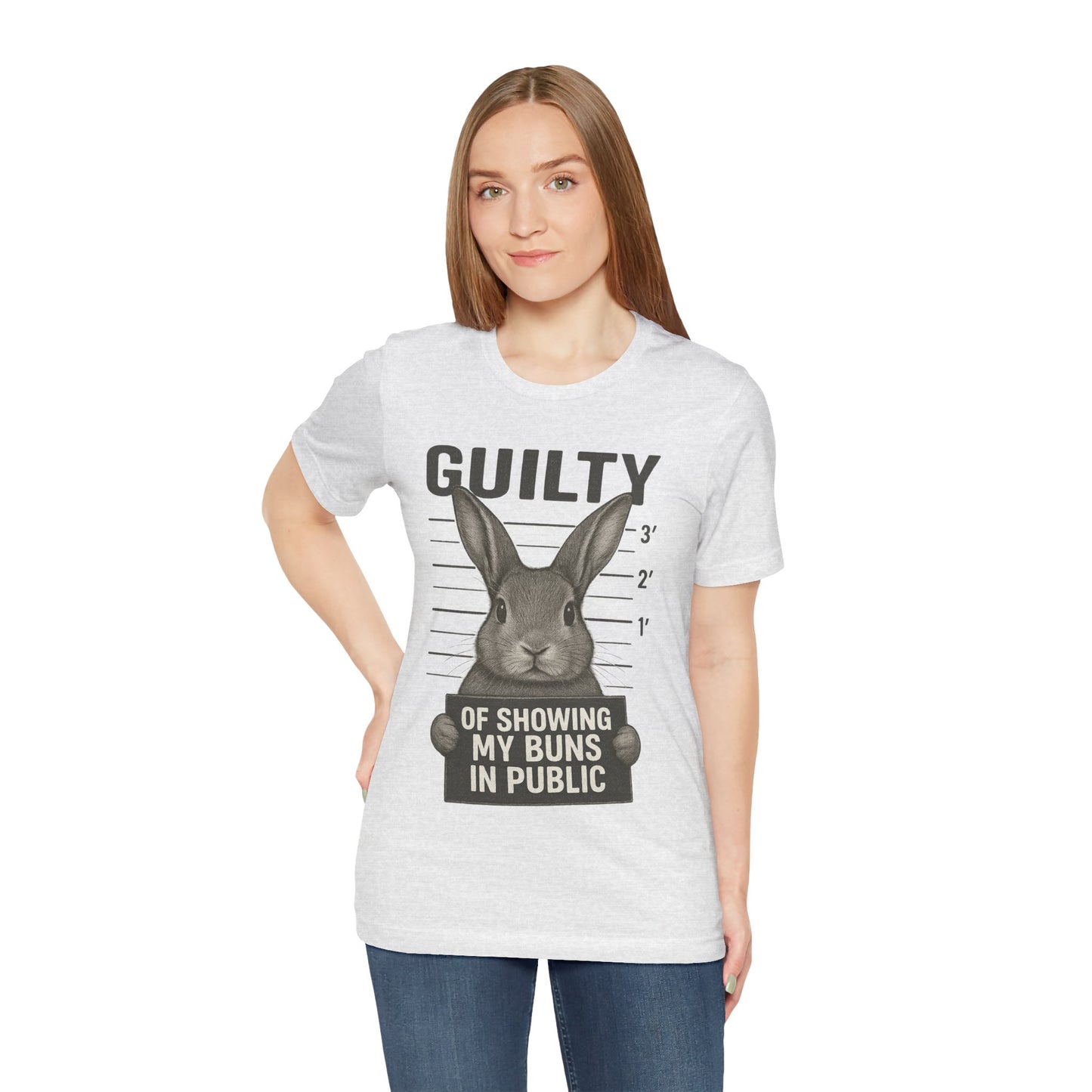 Guilty of Showing My Buns in Public Rabbit Exhibitor T-Shirt – Unisex Funny Bunny Graphic Tee - Quirky Gift for Animal Lovers