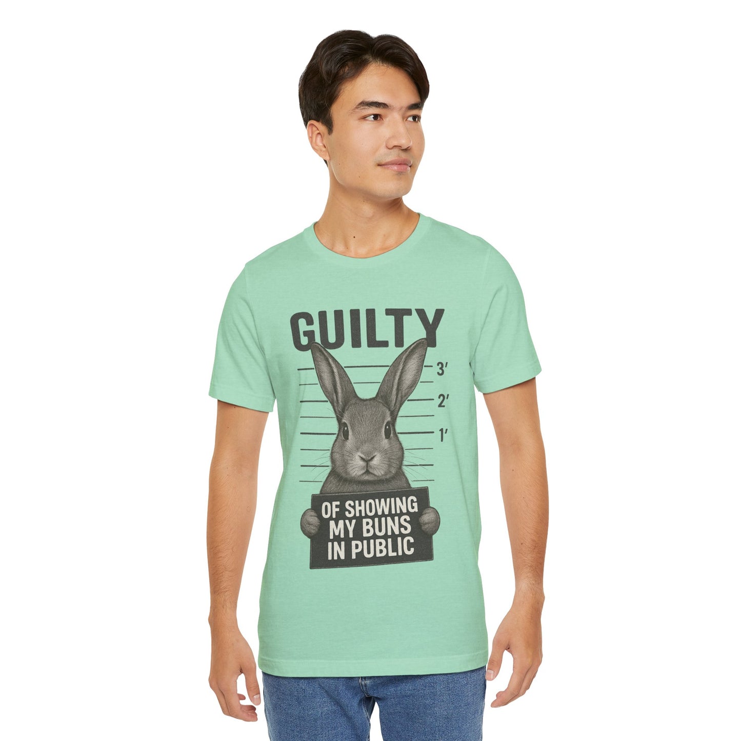 Guilty of Showing My Buns in Public Rabbit Exhibitor T-Shirt – Unisex Funny Bunny Graphic Tee - Quirky Gift for Animal Lovers