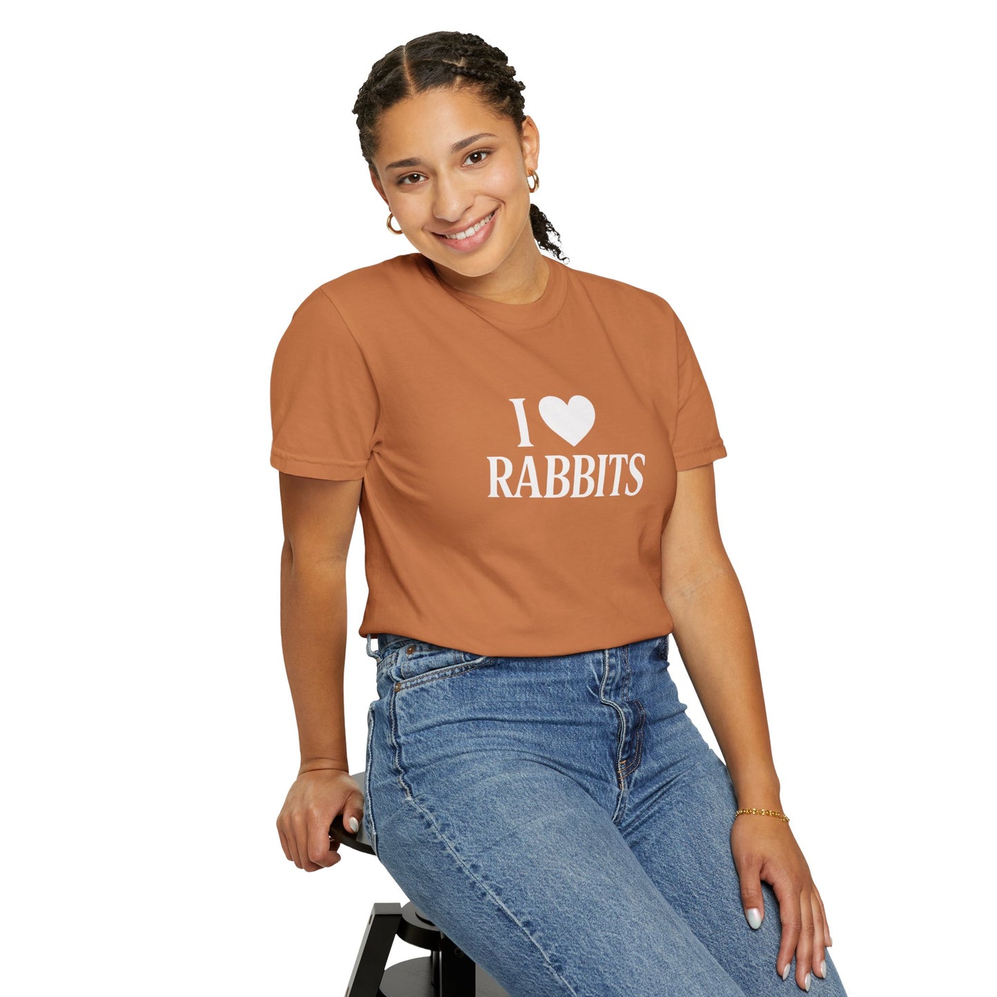 I ♥ Rabbits – Garment-Dyed Unisex Tee for Bunthusiasts - I Love Rabbits T-Shirt for Bunny Lovers