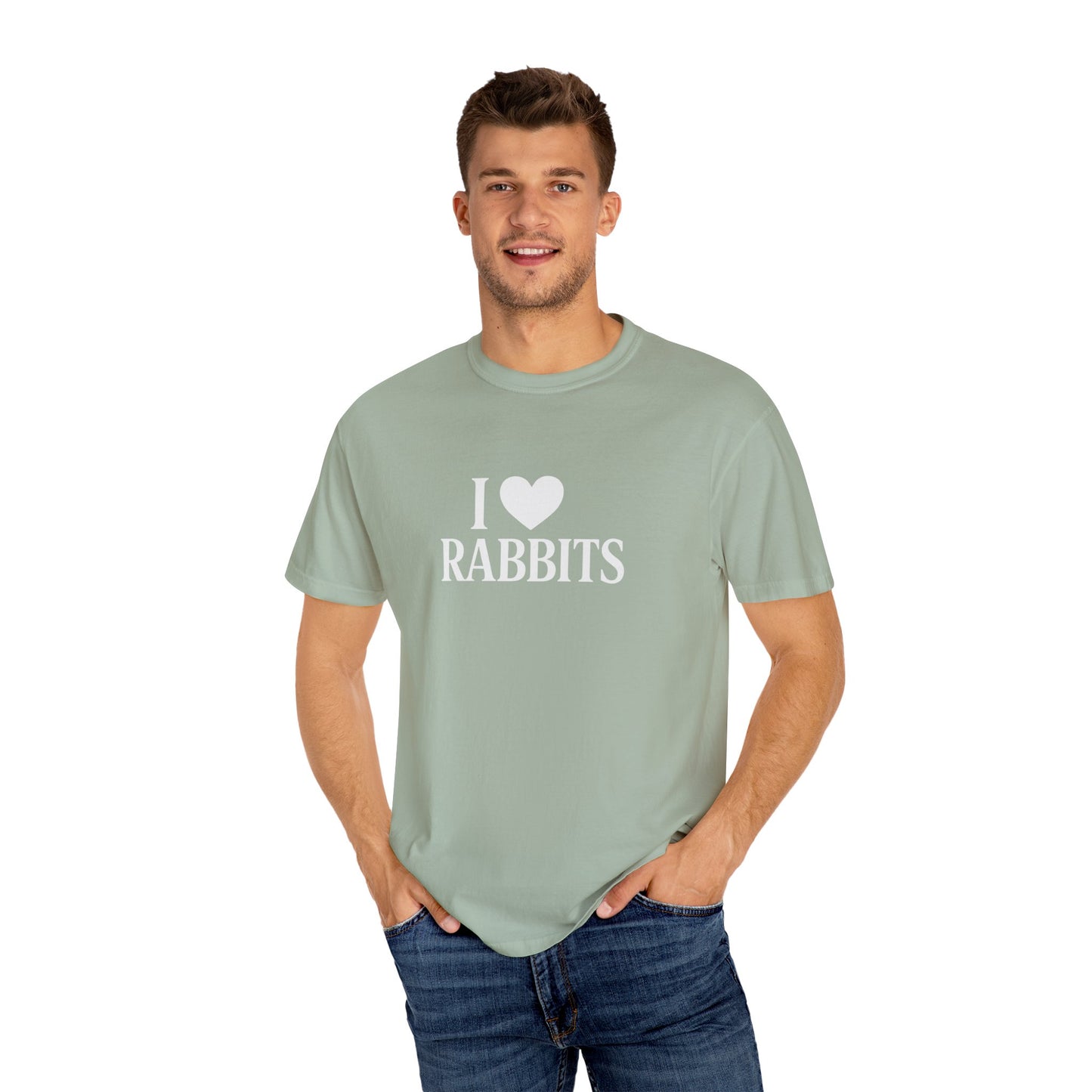 I ♥ Rabbits – Garment-Dyed Unisex Tee for Bunthusiasts - I Love Rabbits T-Shirt for Bunny Lovers