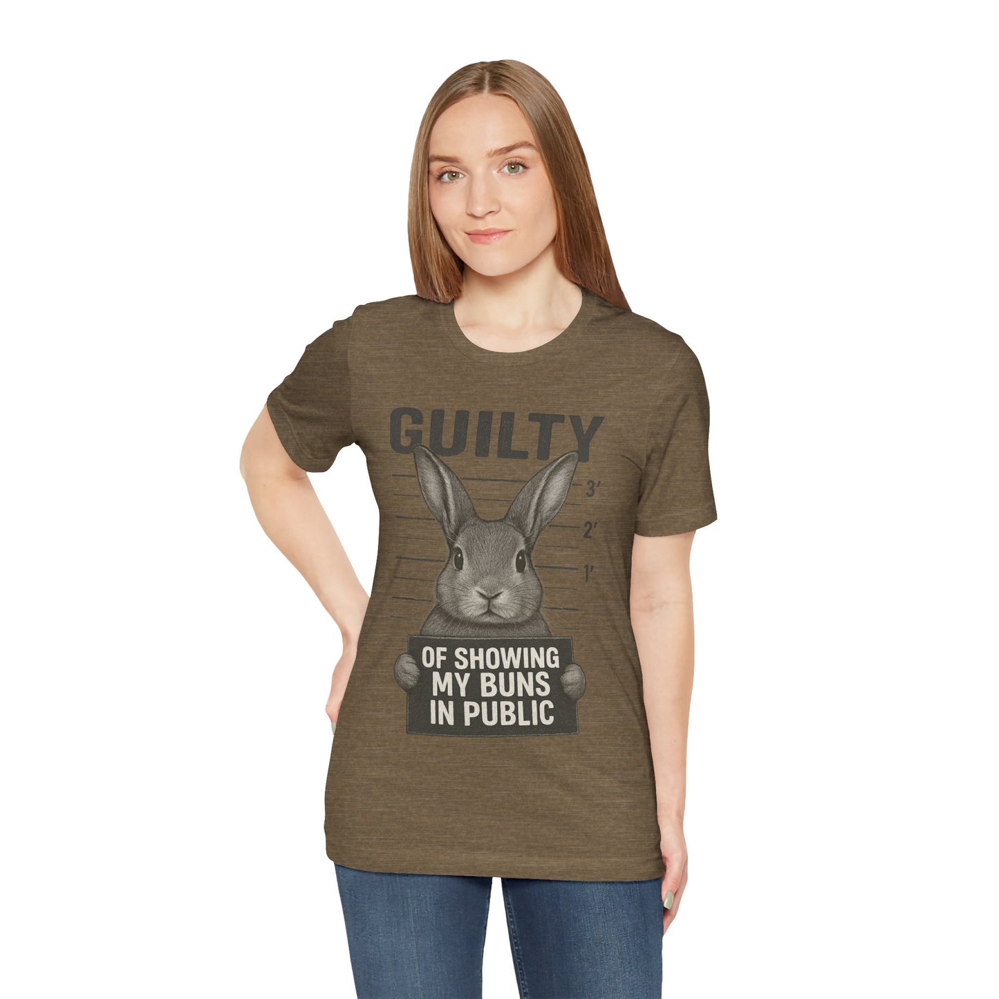 Guilty of Showing My Buns in Public Rabbit Exhibitor T-Shirt – Unisex Funny Bunny Graphic Tee - Quirky Gift for Animal Lovers