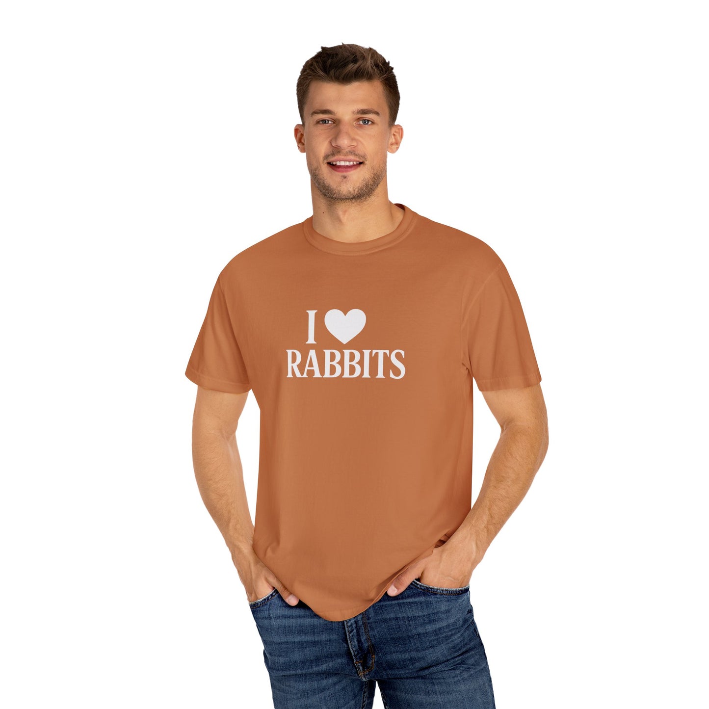 I ♥ Rabbits – Garment-Dyed Unisex Tee for Bunthusiasts - I Love Rabbits T-Shirt for Bunny Lovers