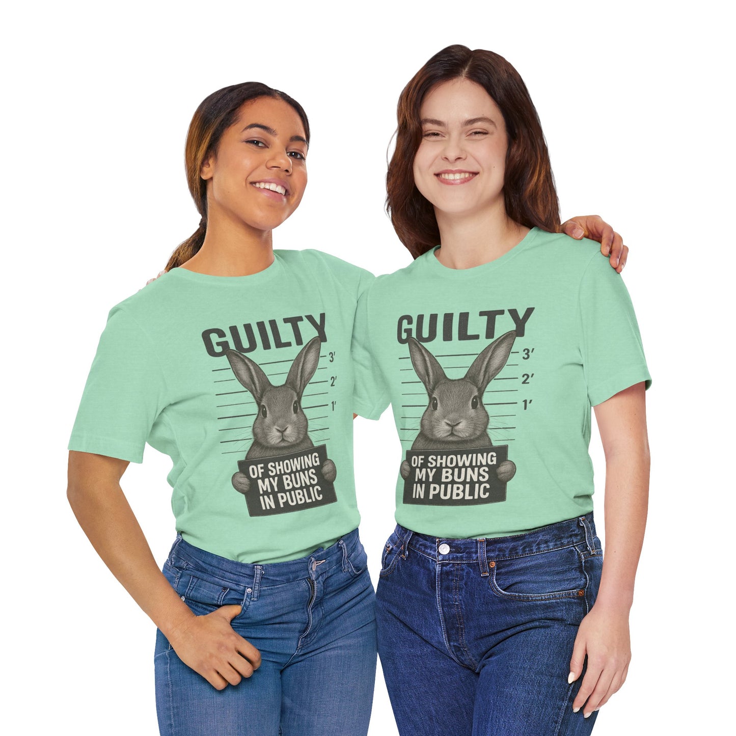 Guilty of Showing My Buns in Public Rabbit Exhibitor T-Shirt – Unisex Funny Bunny Graphic Tee - Quirky Gift for Animal Lovers