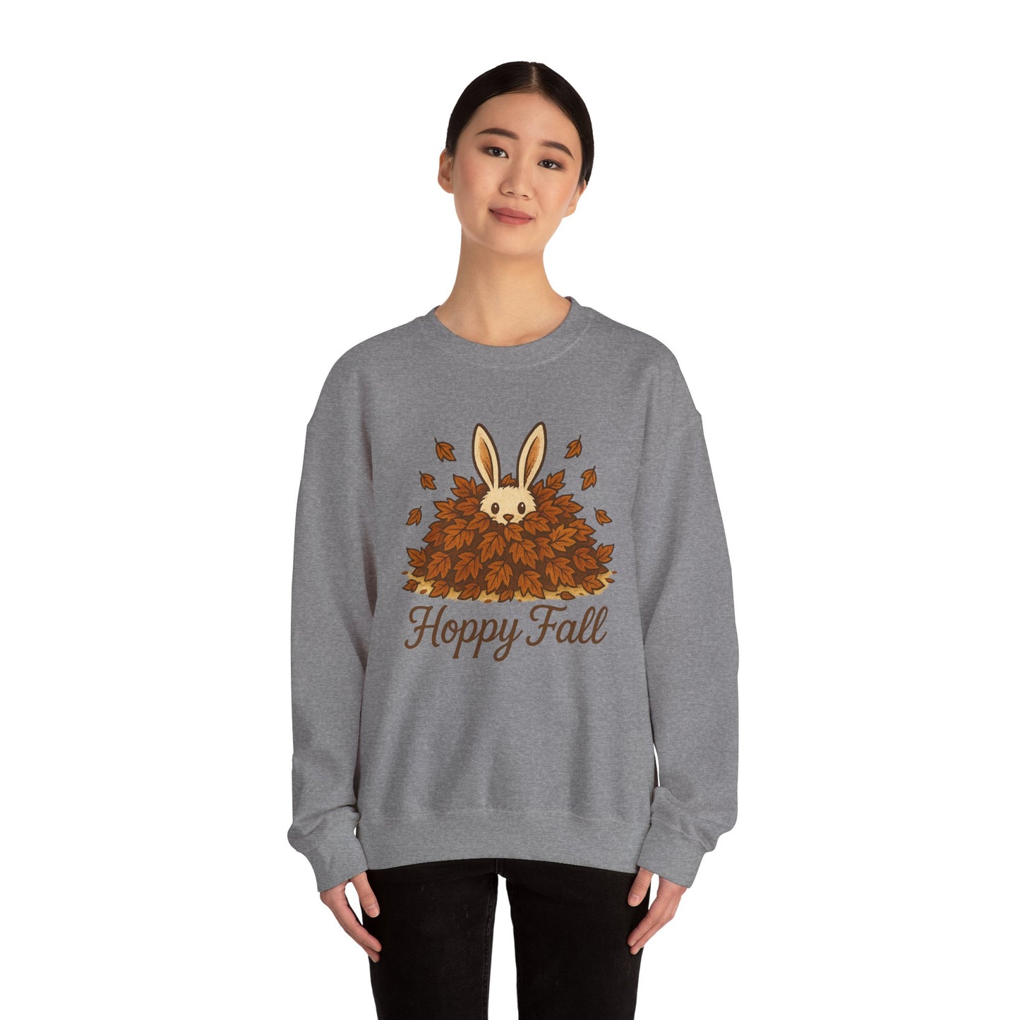 Hoppy Fall β Unisex Cozy Sweatshirt | Rabbit & Autumn Leaves Comfy Crewneck | Fall Fashion - Seasonal Halloween Gift