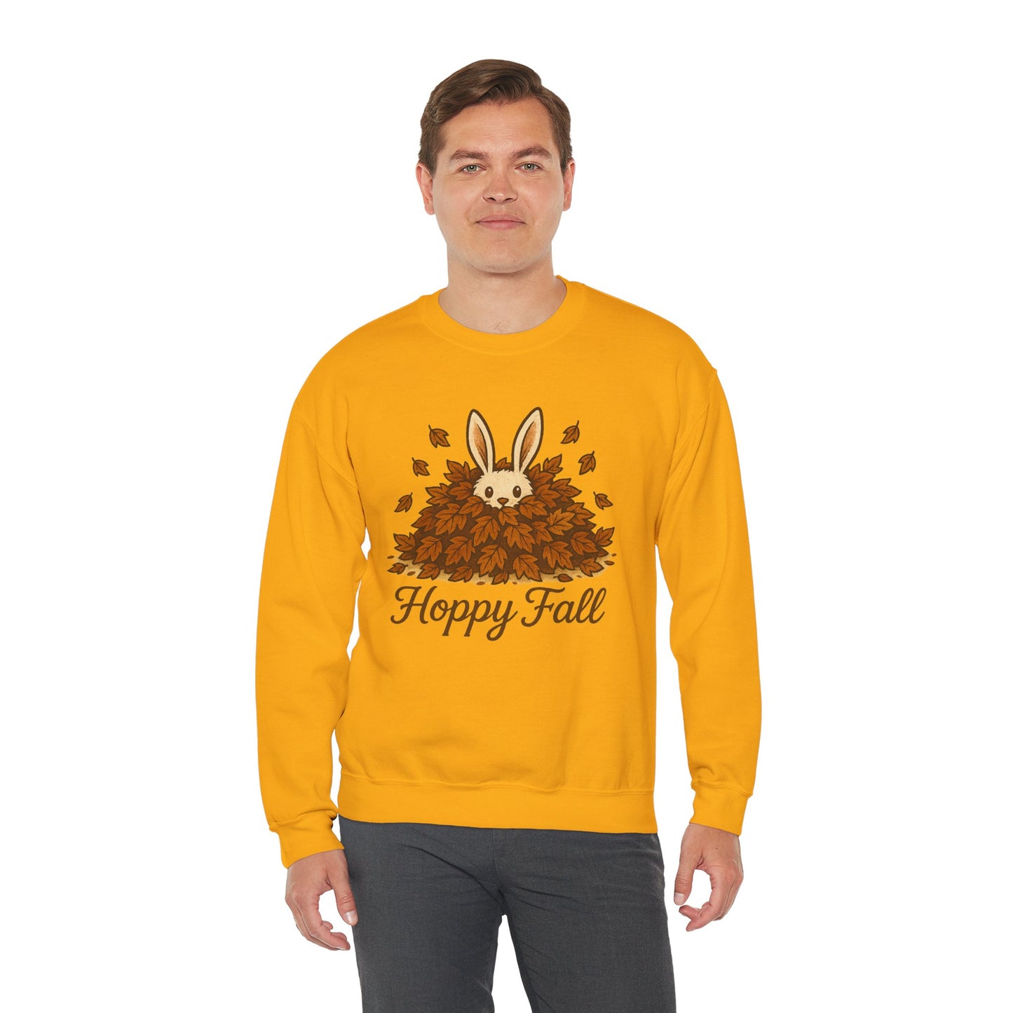 Hoppy Fall β Unisex Cozy Sweatshirt | Rabbit & Autumn Leaves Comfy Crewneck | Fall Fashion - Seasonal Halloween Gift
