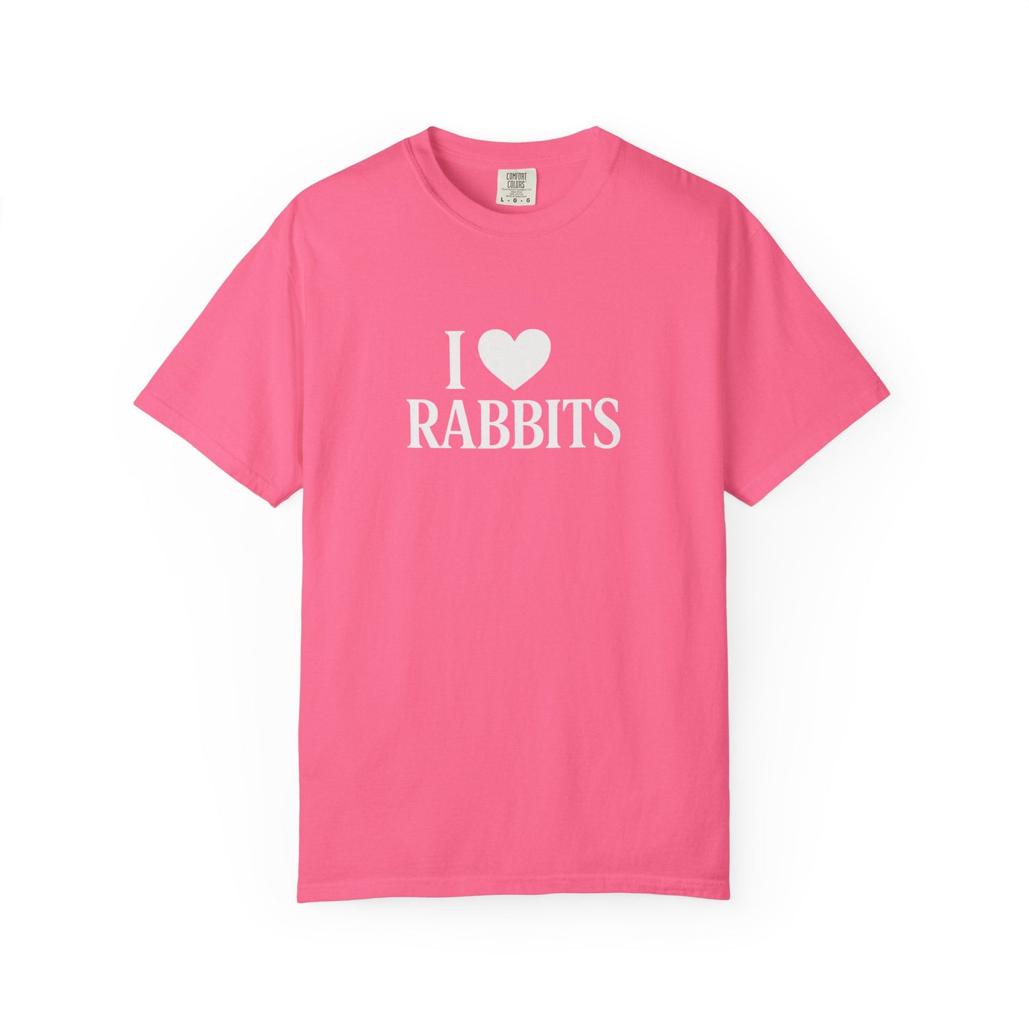 I ♥ Rabbits – Garment-Dyed Unisex Tee for Bunthusiasts - I Love Rabbits T-Shirt for Bunny Lovers