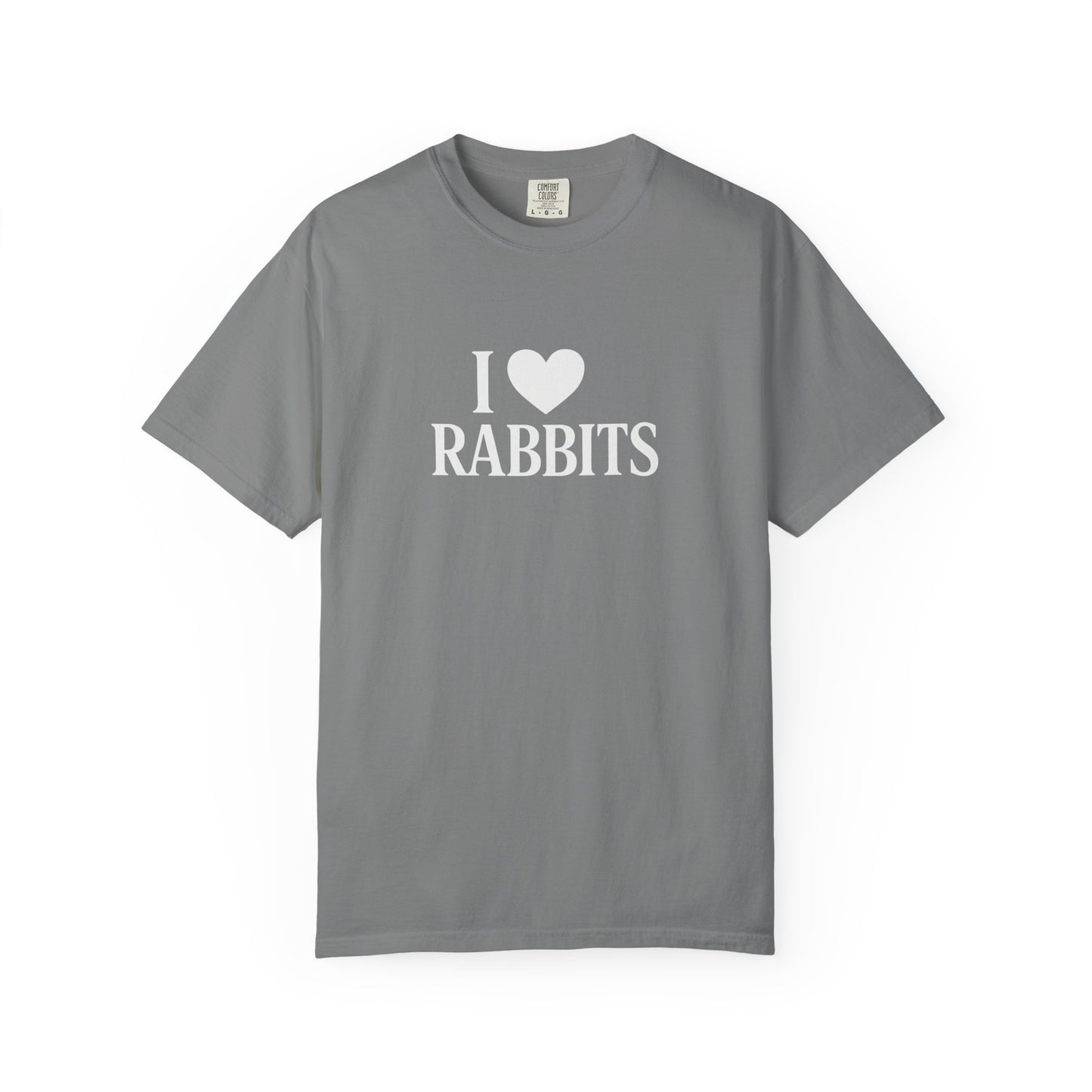 I ♥ Rabbits – Garment-Dyed Unisex Tee for Bunthusiasts - I Love Rabbits T-Shirt for Bunny Lovers