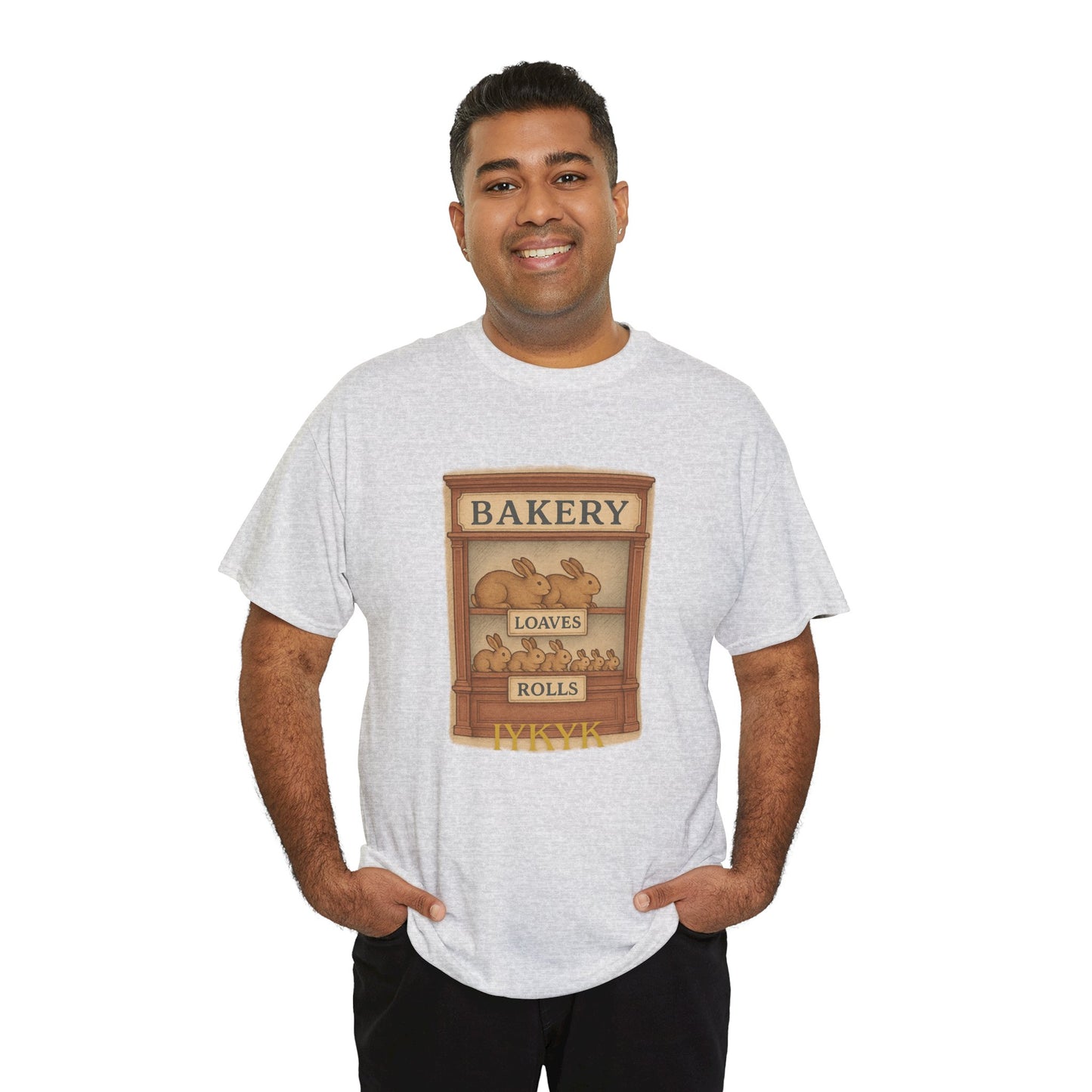 Loaves, Rolls & IYKYK – Bunny Bakery Tee - Unisex Short Sleeve - Vintage Bakery Shirt - Baking & Rabbit Lover Apparel