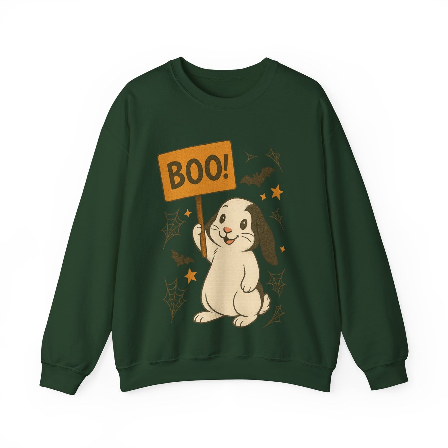 Boo Bunny Halloween Sweatshirt – Cozy Lop-Eared Rabbit & Spooky-Cute Fall Vibes - Unisex Heavy Blend™ Crewneck