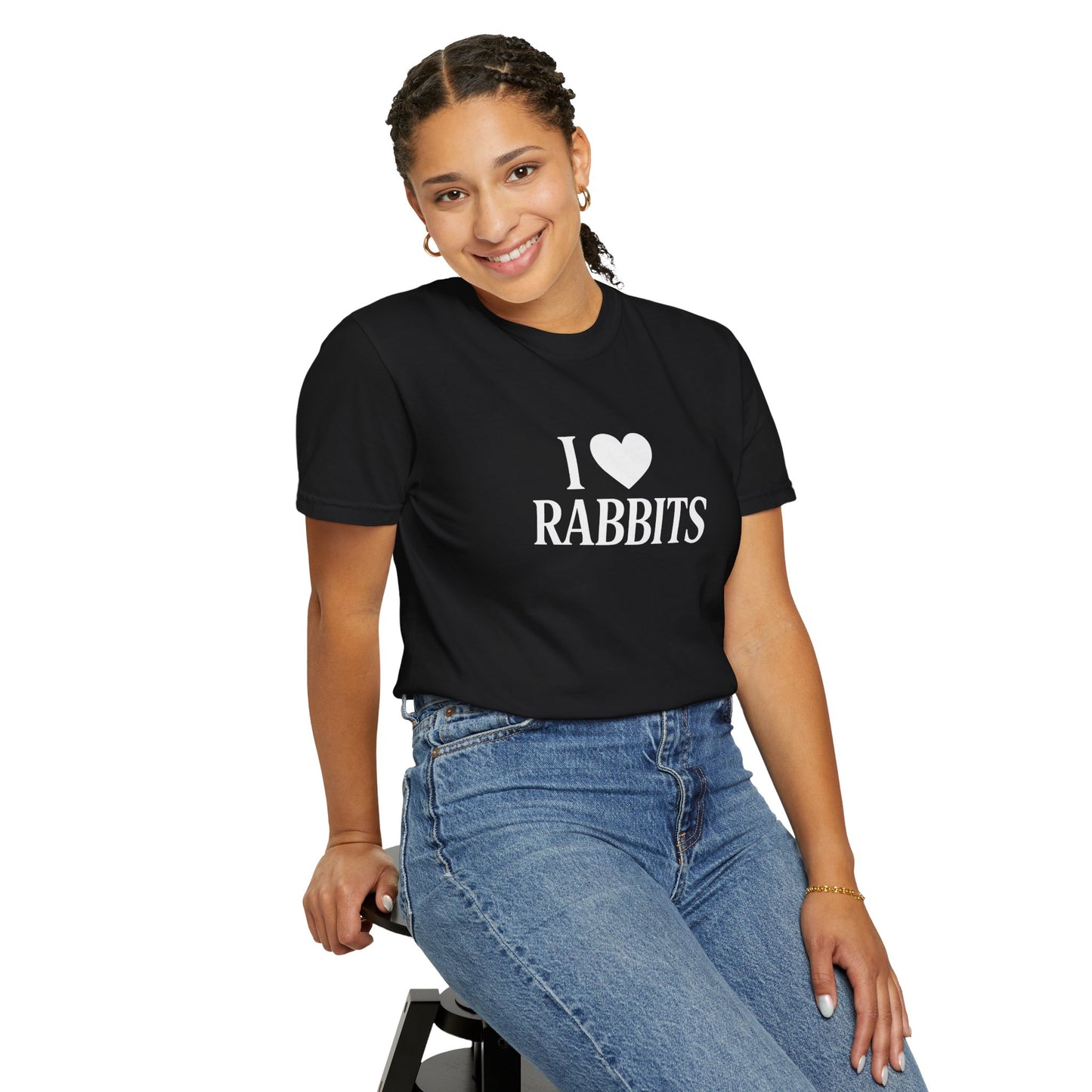 I ♥ Rabbits – Garment-Dyed Unisex Tee for Bunthusiasts - I Love Rabbits T-Shirt for Bunny Lovers