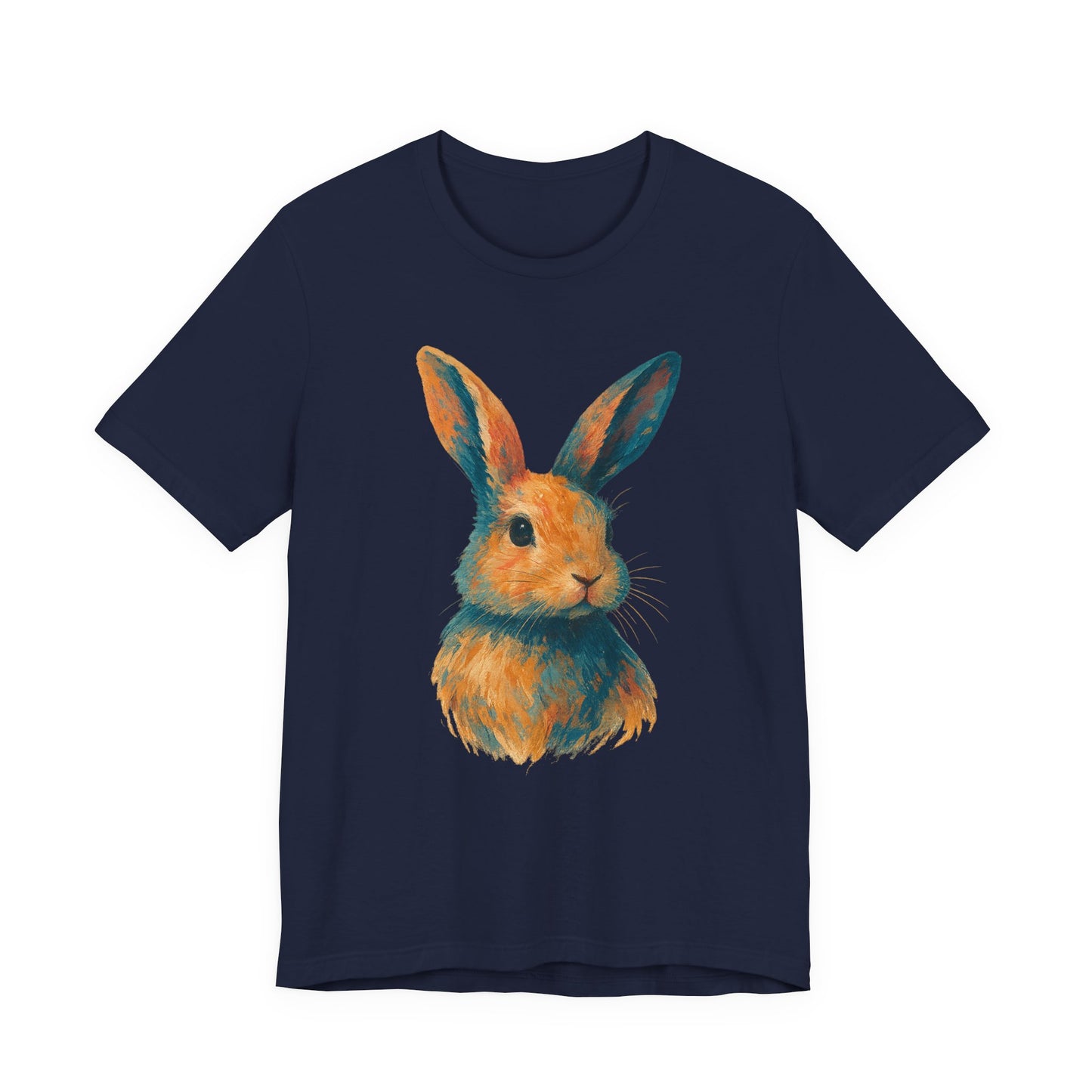 Golden Hour Bunny Unisex Short Sleeve Shirt – Painterly Rabbit Portrait T-Shirt - Artistic Graphic Tee for Animal Lovers - Unique Artwork