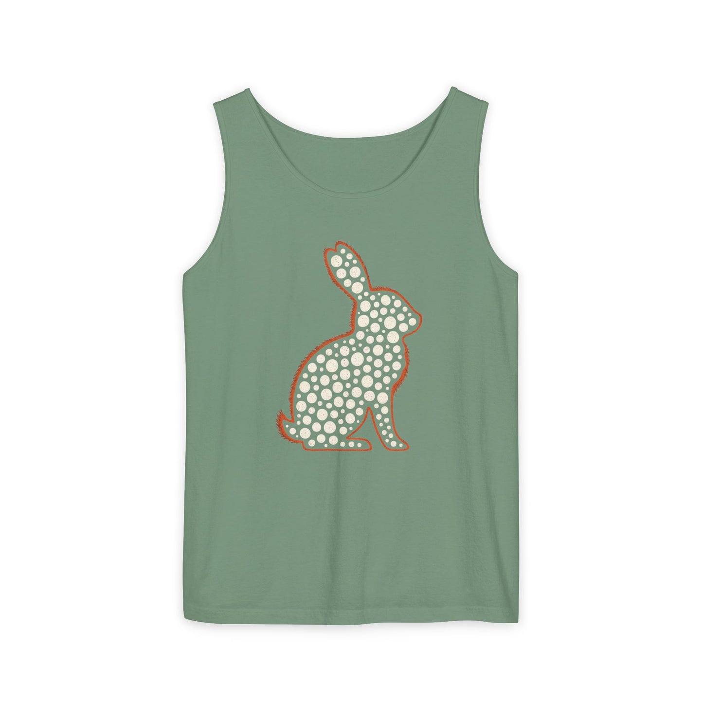 Spotted Rabbit Unisex Tank Top – Abstract Dot Bunny Design Tee for Bunthusiasts - Unisex Garment-Dyed Tank Top