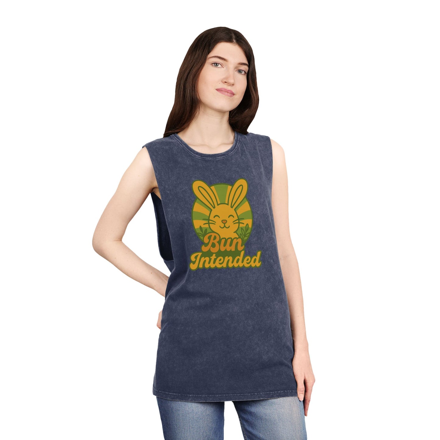 Stonewash Bun Intended Tank Top - Retro Graphic Tee - Vintage Casual Summer Wear - Gift for Rabbit Lovers - Everyday Style