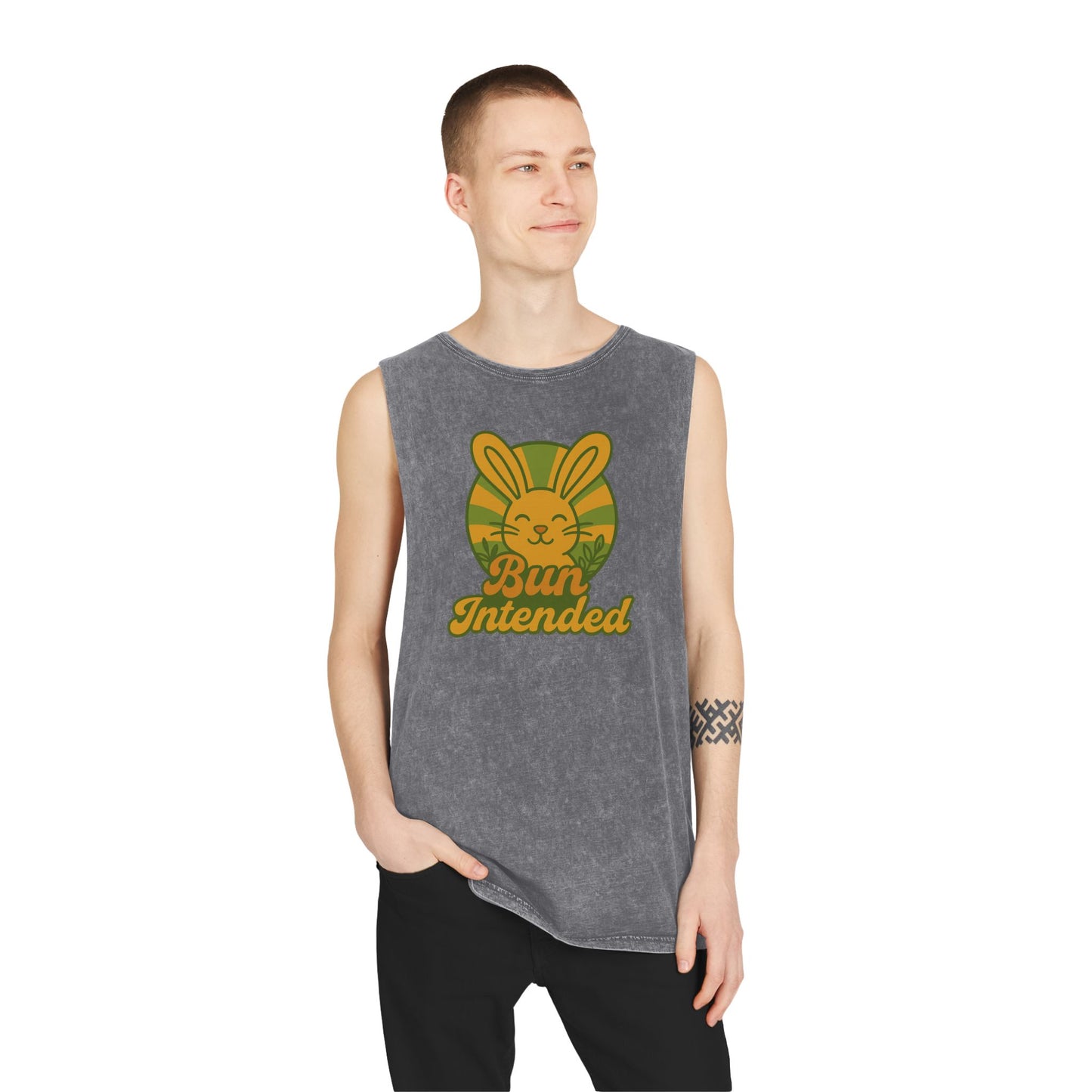 Stonewash Bun Intended Tank Top - Retro Graphic Tee - Vintage Casual Summer Wear - Gift for Rabbit Lovers - Everyday Style