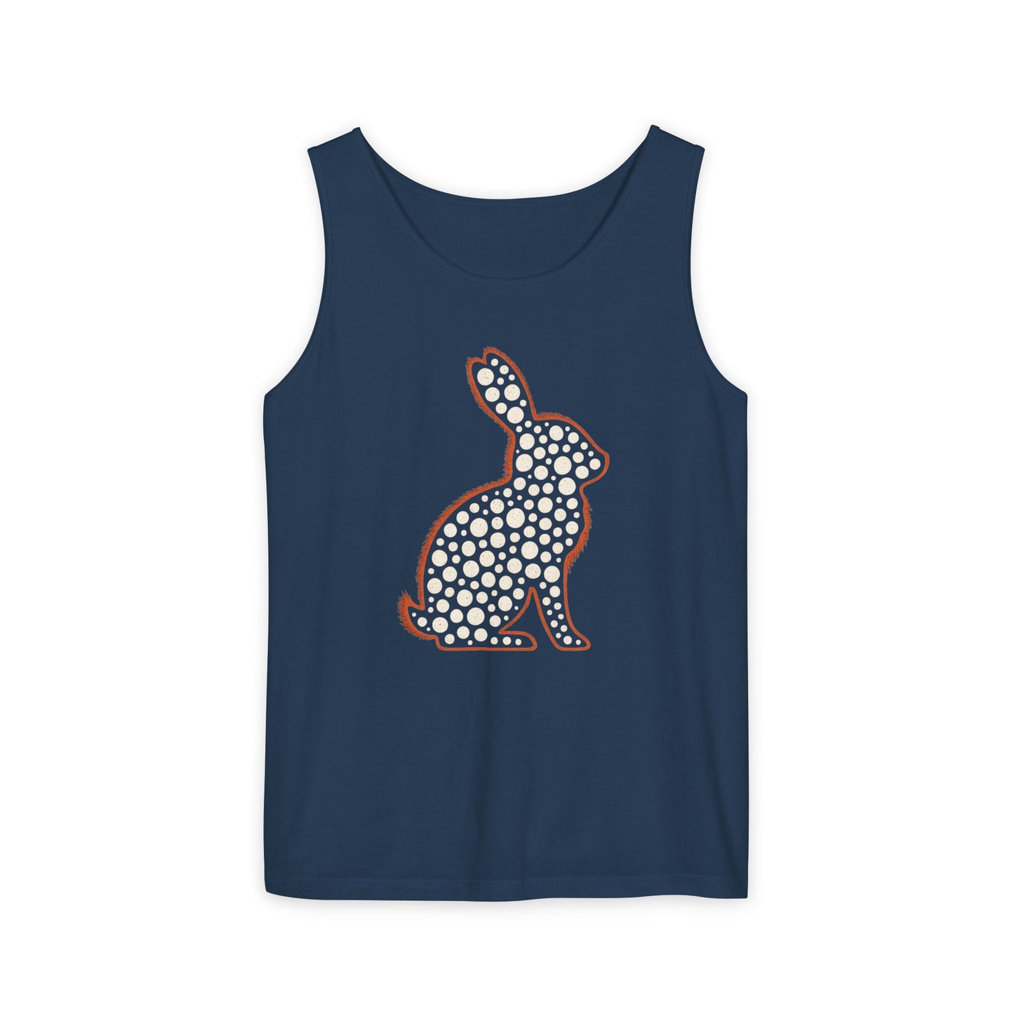 Spotted Rabbit Unisex Tank Top – Abstract Dot Bunny Design Tee for Bunthusiasts - Unisex Garment-Dyed Tank Top