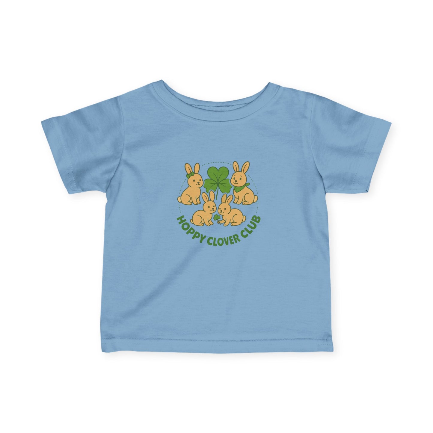 Hoppy Clover Club – Infant Fine Jersey Bunny Tee - Cute Rabbit Baby T-Shirt - Toddler Shirt