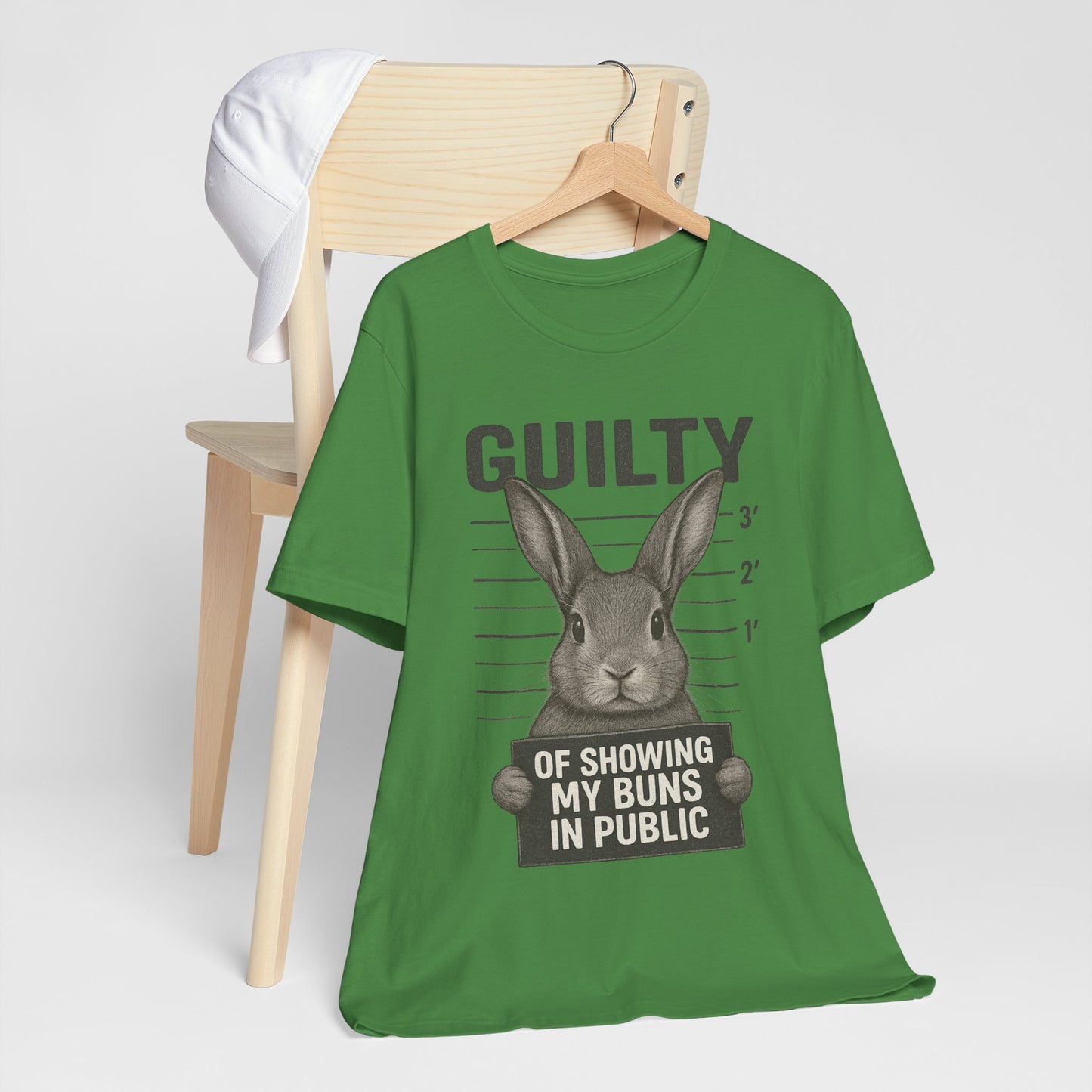 Guilty of Showing My Buns in Public Rabbit Exhibitor T-Shirt – Unisex Funny Bunny Graphic Tee - Quirky Gift for Animal Lovers