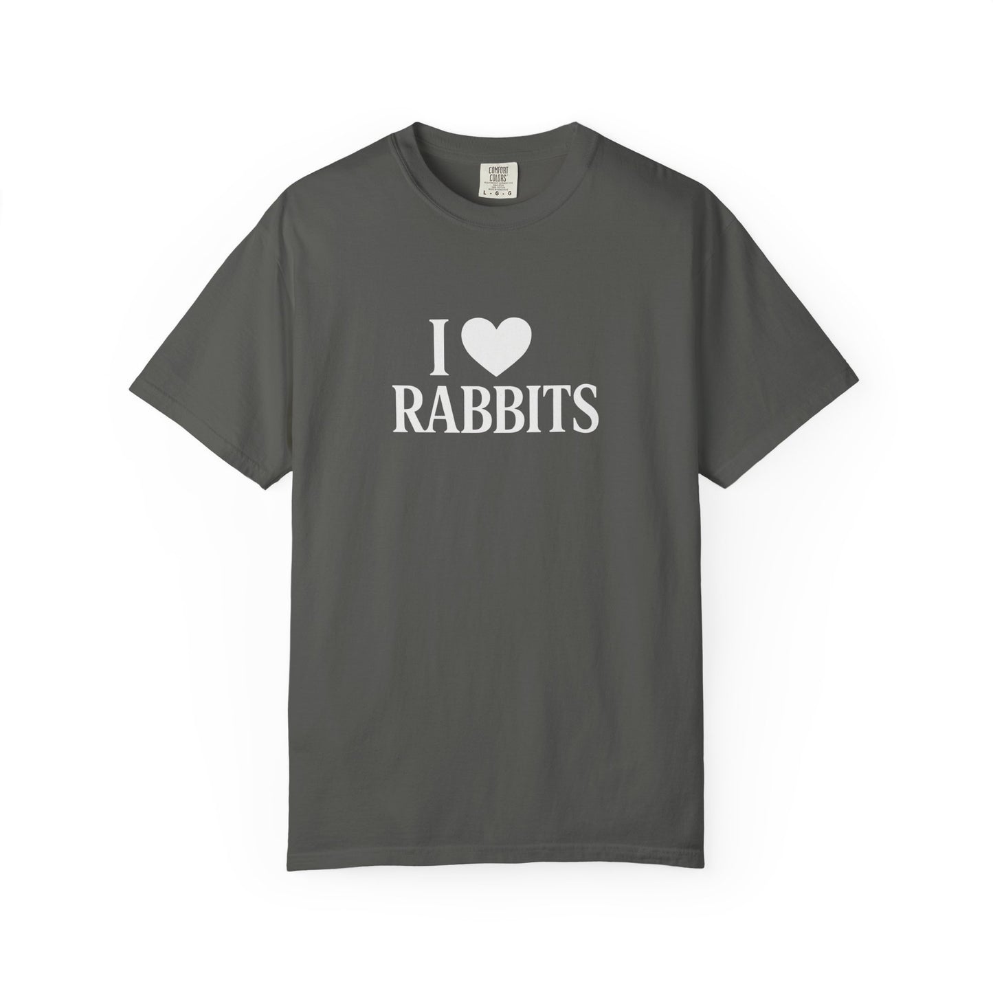 I ♥ Rabbits – Garment-Dyed Unisex Tee for Bunthusiasts - I Love Rabbits T-Shirt for Bunny Lovers