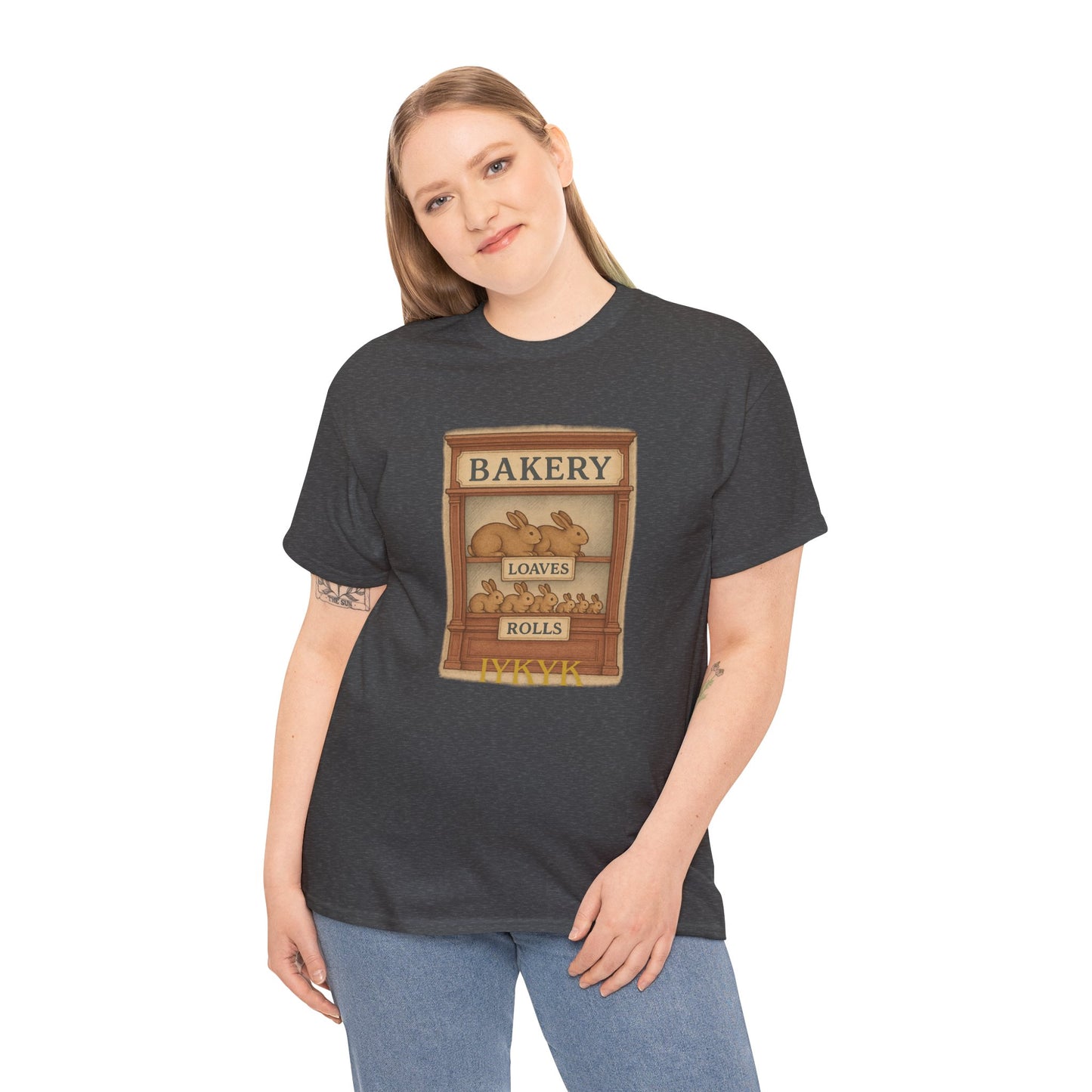 Loaves, Rolls & IYKYK – Bunny Bakery Tee - Unisex Short Sleeve - Vintage Bakery Shirt - Baking & Rabbit Lover Apparel