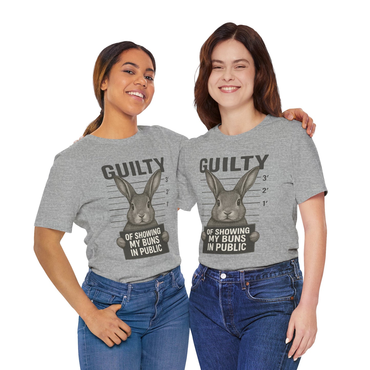 Guilty of Showing My Buns in Public Rabbit Exhibitor T-Shirt – Unisex Funny Bunny Graphic Tee - Quirky Gift for Animal Lovers