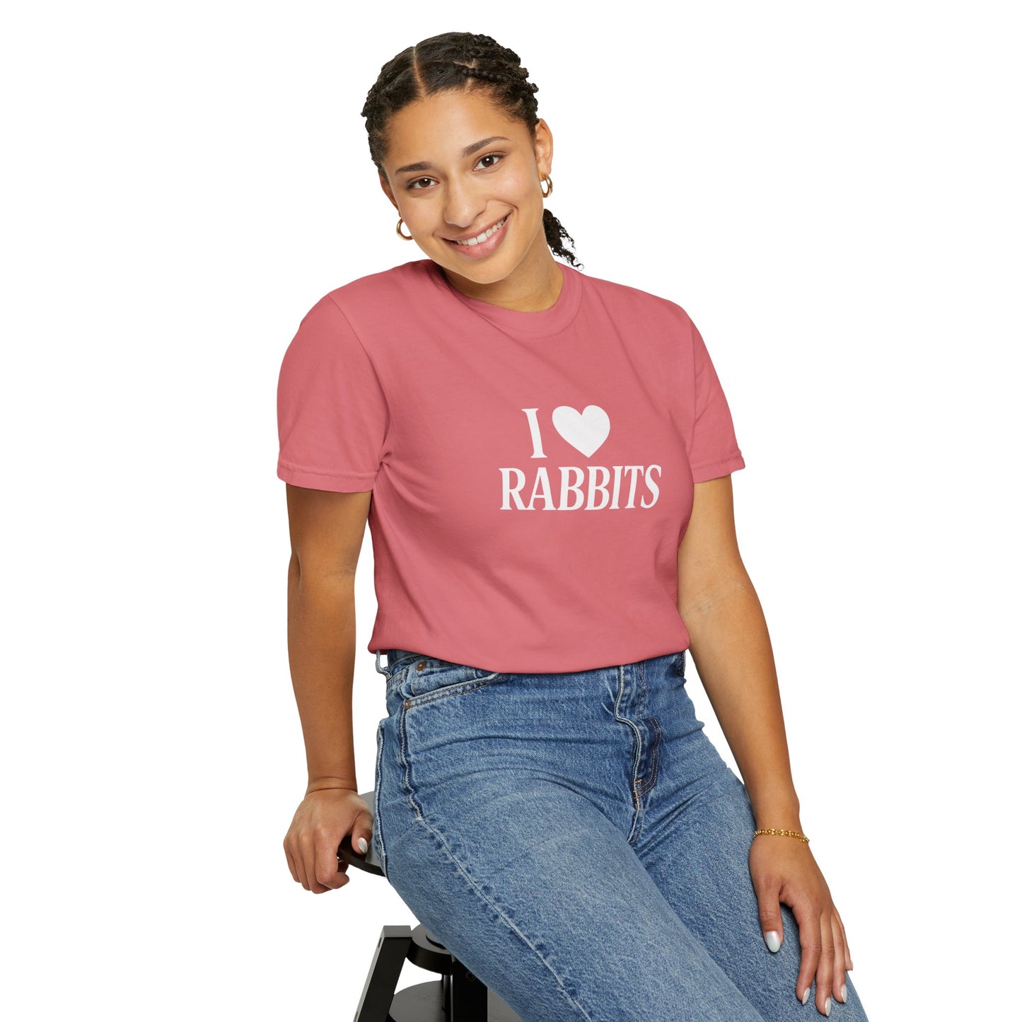 I ♥ Rabbits – Garment-Dyed Unisex Tee for Bunthusiasts - I Love Rabbits T-Shirt for Bunny Lovers