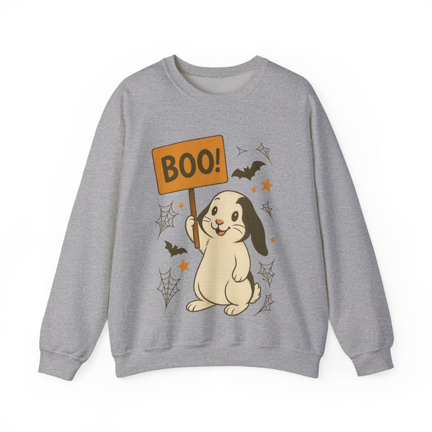 Boo Bunny Halloween Sweatshirt – Cozy Lop-Eared Rabbit & Spooky-Cute Fall Vibes - Unisex Heavy Blend™ Crewneck