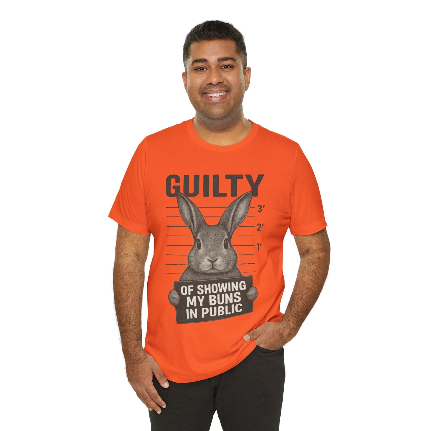Guilty of Showing My Buns in Public Rabbit Exhibitor T-Shirt – Unisex Funny Bunny Graphic Tee - Quirky Gift for Animal Lovers