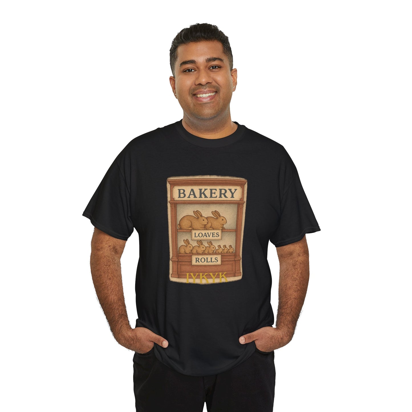 Loaves, Rolls & IYKYK – Bunny Bakery Tee - Unisex Short Sleeve - Vintage Bakery Shirt - Baking & Rabbit Lover Apparel