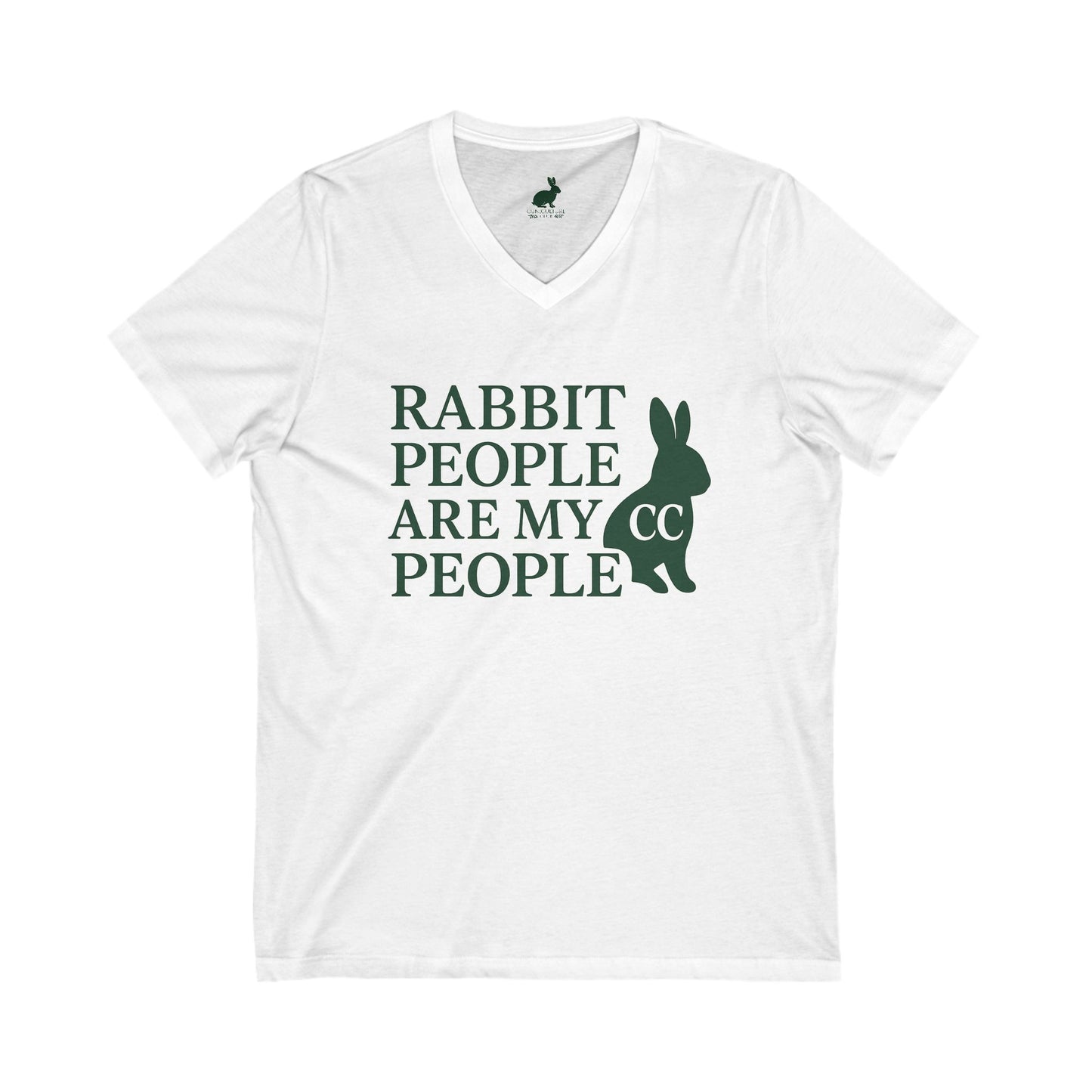 Rabbit People Are My People – V-Neck Unisex T-Shirt - CC Bunny Exclusive - Green Monochrome