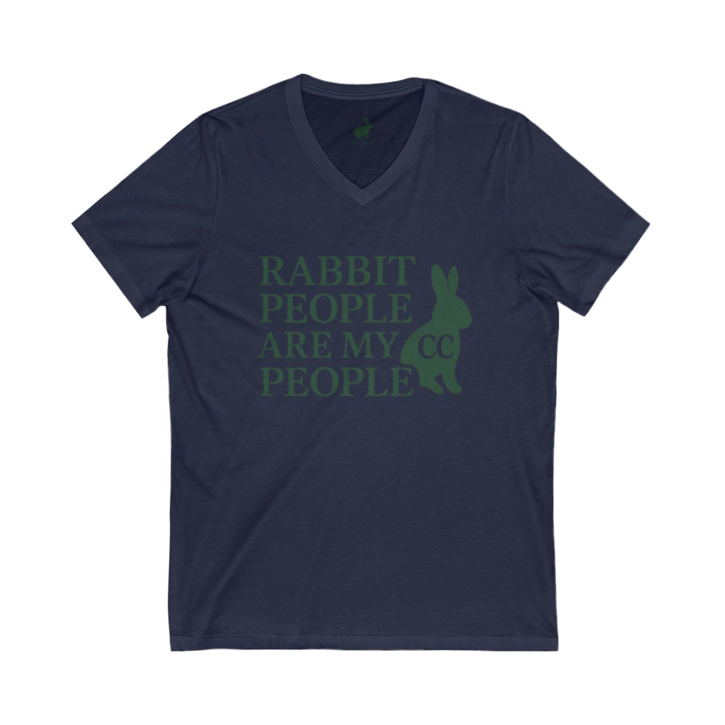 Rabbit People Are My People – V-Neck Unisex T-Shirt - CC Bunny Exclusive - Green Monochrome