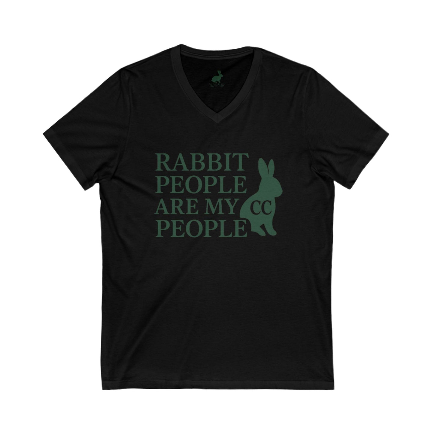 Rabbit People Are My People – V-Neck Unisex T-Shirt - CC Bunny Exclusive - Green Monochrome