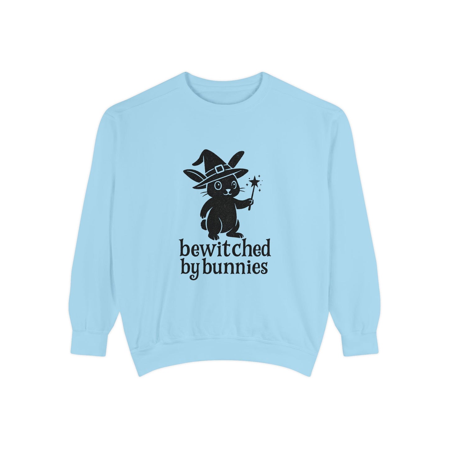 Bewitched by Bunnies Unisex Sweatshirt – Cozy Fall Rabbit Witch Pullover for Fall Festivities - Halloween Gift