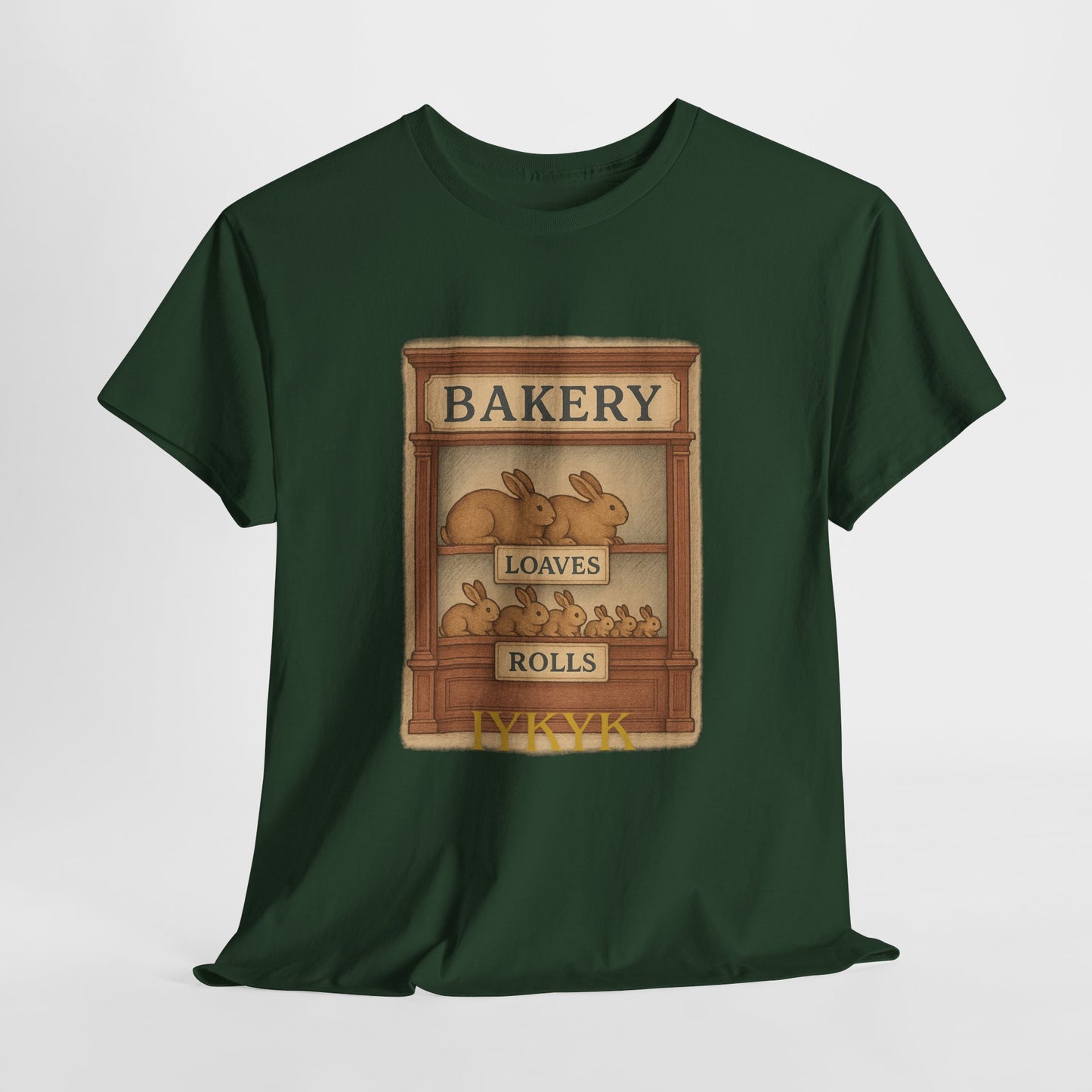 Loaves, Rolls & IYKYK – Bunny Bakery Tee - Unisex Short Sleeve - Vintage Bakery Shirt - Baking & Rabbit Lover Apparel