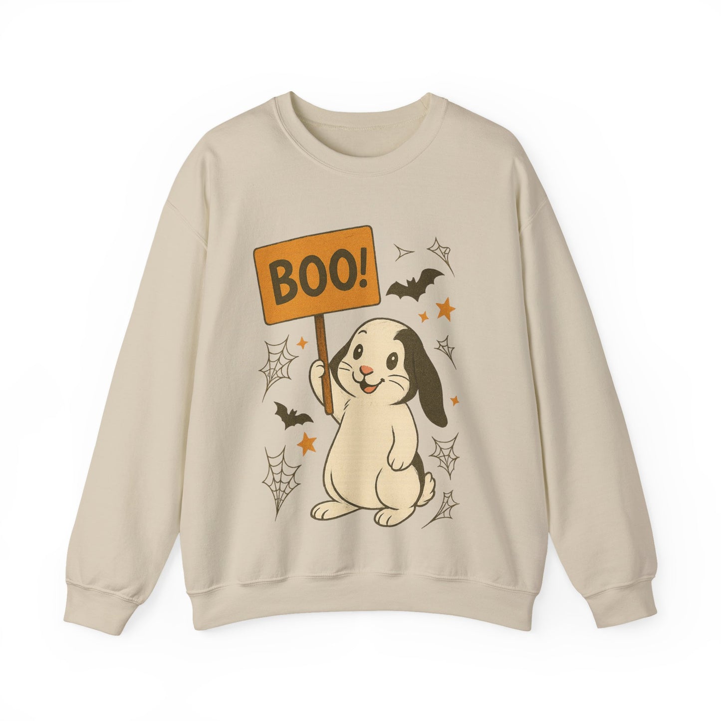 Boo Bunny Halloween Sweatshirt – Cozy Lop-Eared Rabbit & Spooky-Cute Fall Vibes - Unisex Heavy Blend™ Crewneck