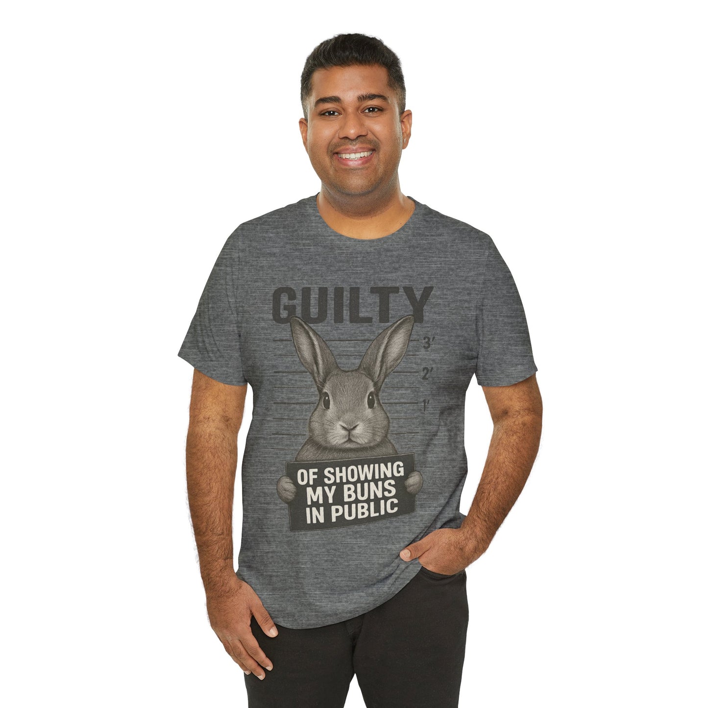 Guilty of Showing My Buns in Public Rabbit Exhibitor T-Shirt – Unisex Funny Bunny Graphic Tee - Quirky Gift for Animal Lovers
