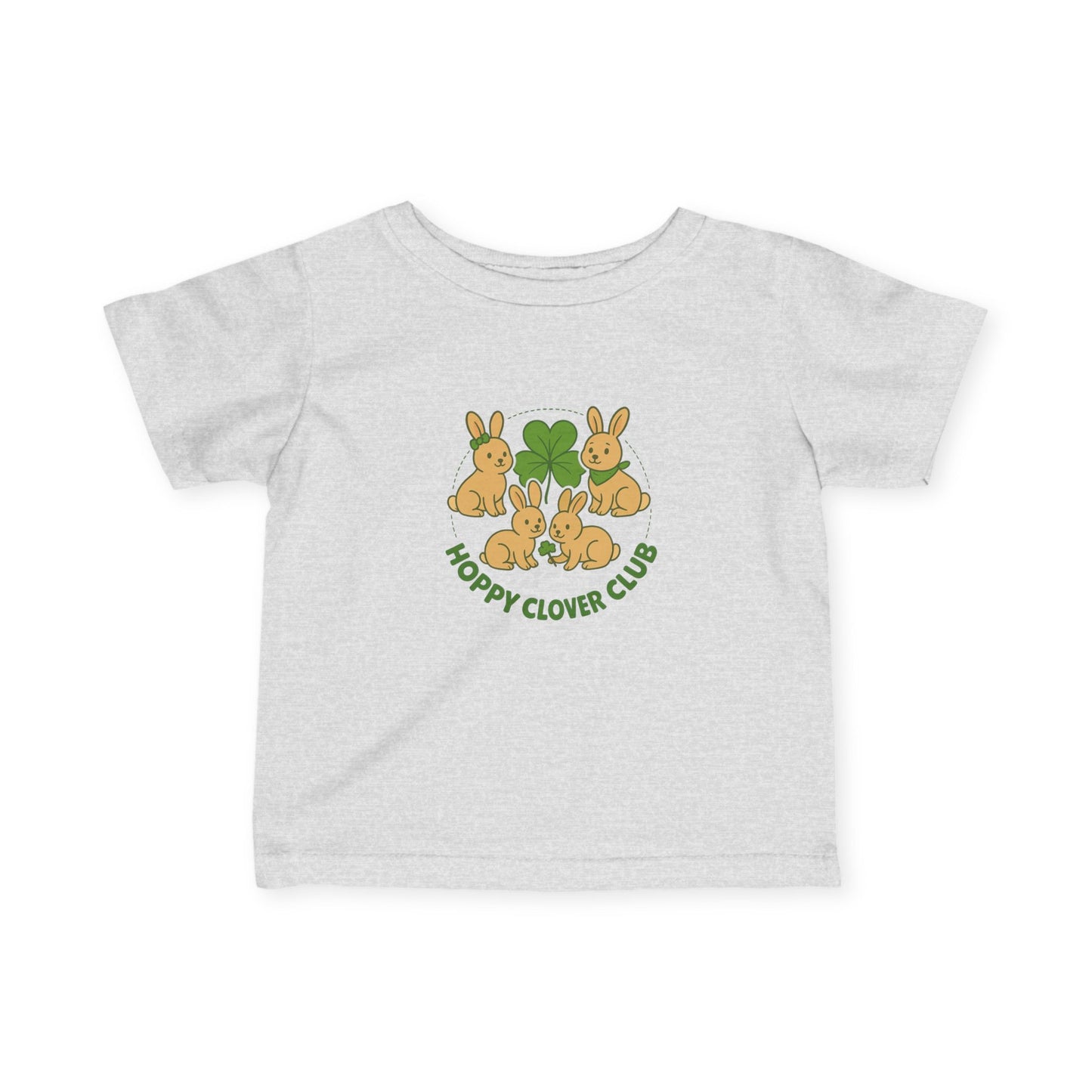 Hoppy Clover Club – Infant Fine Jersey Bunny Tee - Cute Rabbit Baby T-Shirt - Toddler Shirt