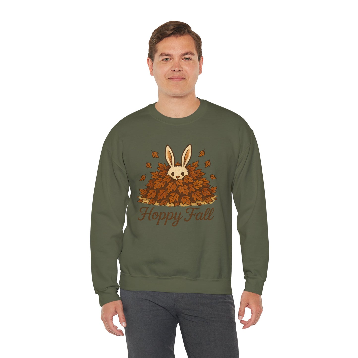 Hoppy Fall β Unisex Cozy Sweatshirt | Rabbit & Autumn Leaves Comfy Crewneck | Fall Fashion - Seasonal Halloween Gift
