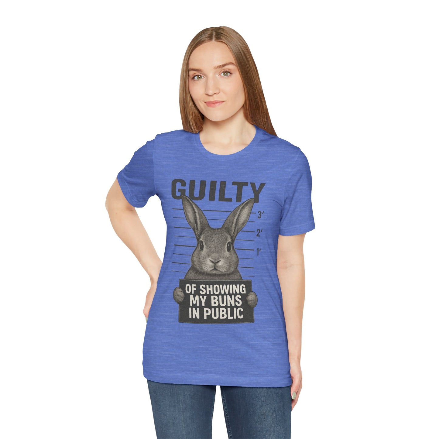 Guilty of Showing My Buns in Public Rabbit Exhibitor T-Shirt – Unisex Funny Bunny Graphic Tee - Quirky Gift for Animal Lovers
