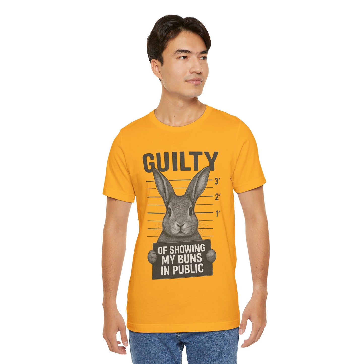 Guilty of Showing My Buns in Public Rabbit Exhibitor T-Shirt – Unisex Funny Bunny Graphic Tee - Quirky Gift for Animal Lovers