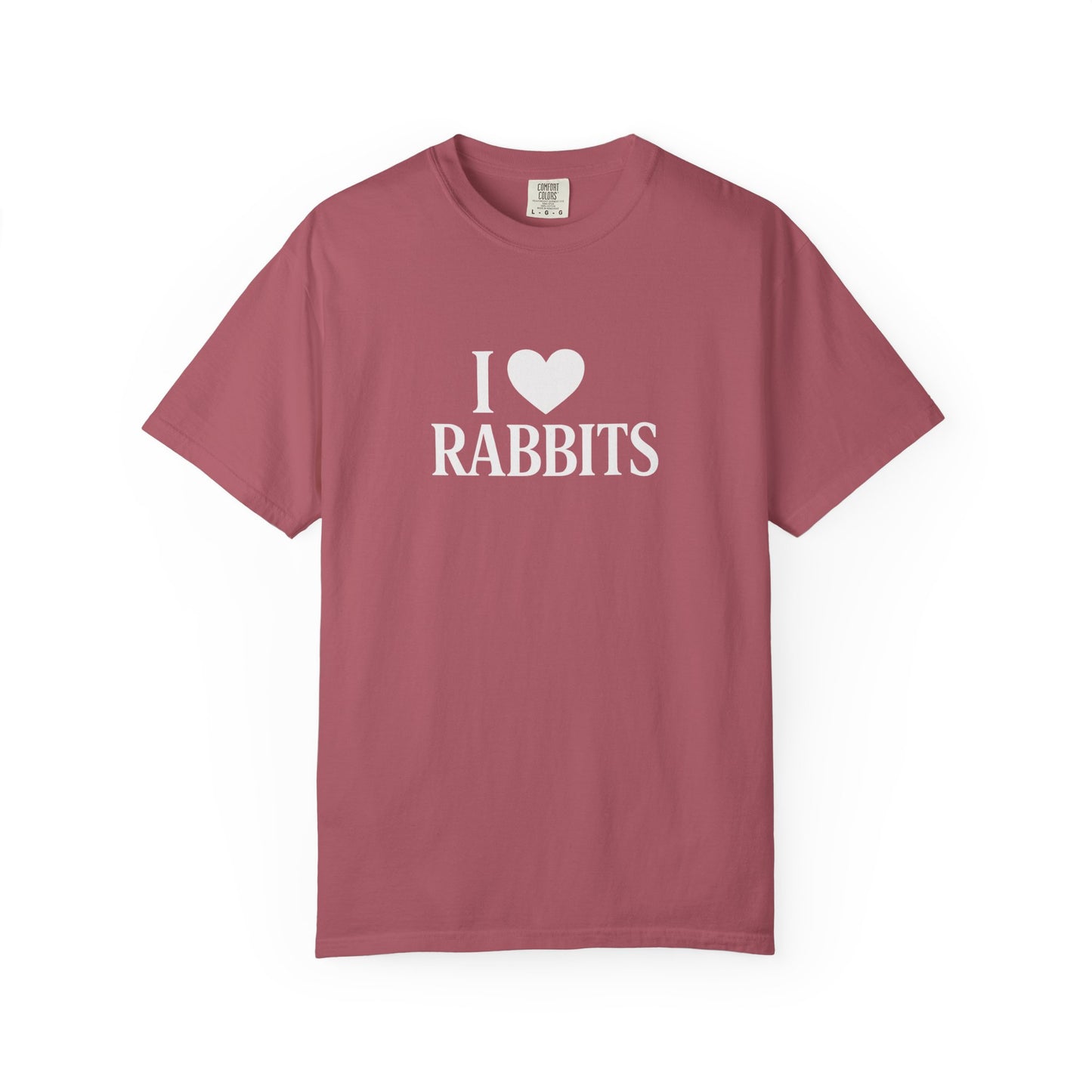 I ♥ Rabbits – Garment-Dyed Unisex Tee for Bunthusiasts - I Love Rabbits T-Shirt for Bunny Lovers