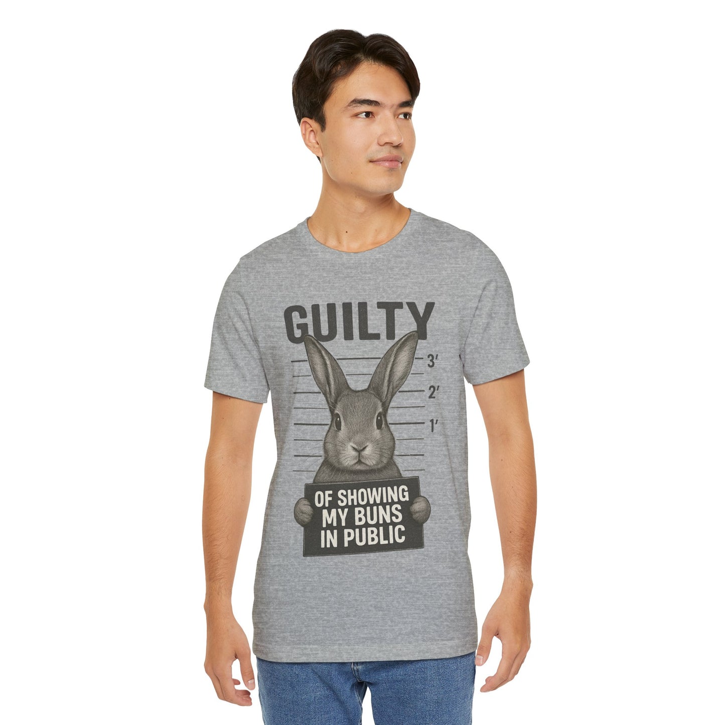 Guilty of Showing My Buns in Public Rabbit Exhibitor T-Shirt – Unisex Funny Bunny Graphic Tee - Quirky Gift for Animal Lovers