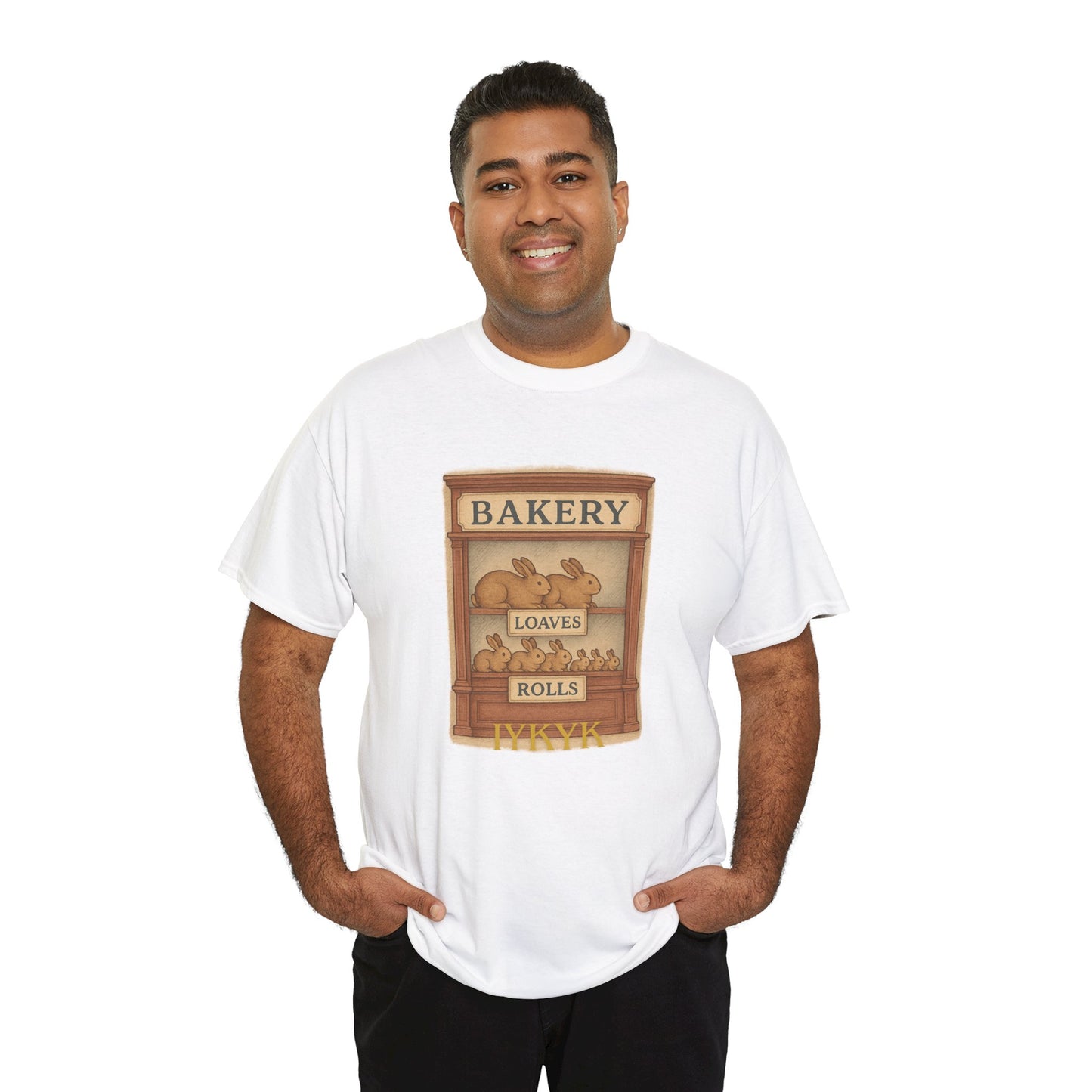 Loaves, Rolls & IYKYK – Bunny Bakery Tee - Unisex Short Sleeve - Vintage Bakery Shirt - Baking & Rabbit Lover Apparel