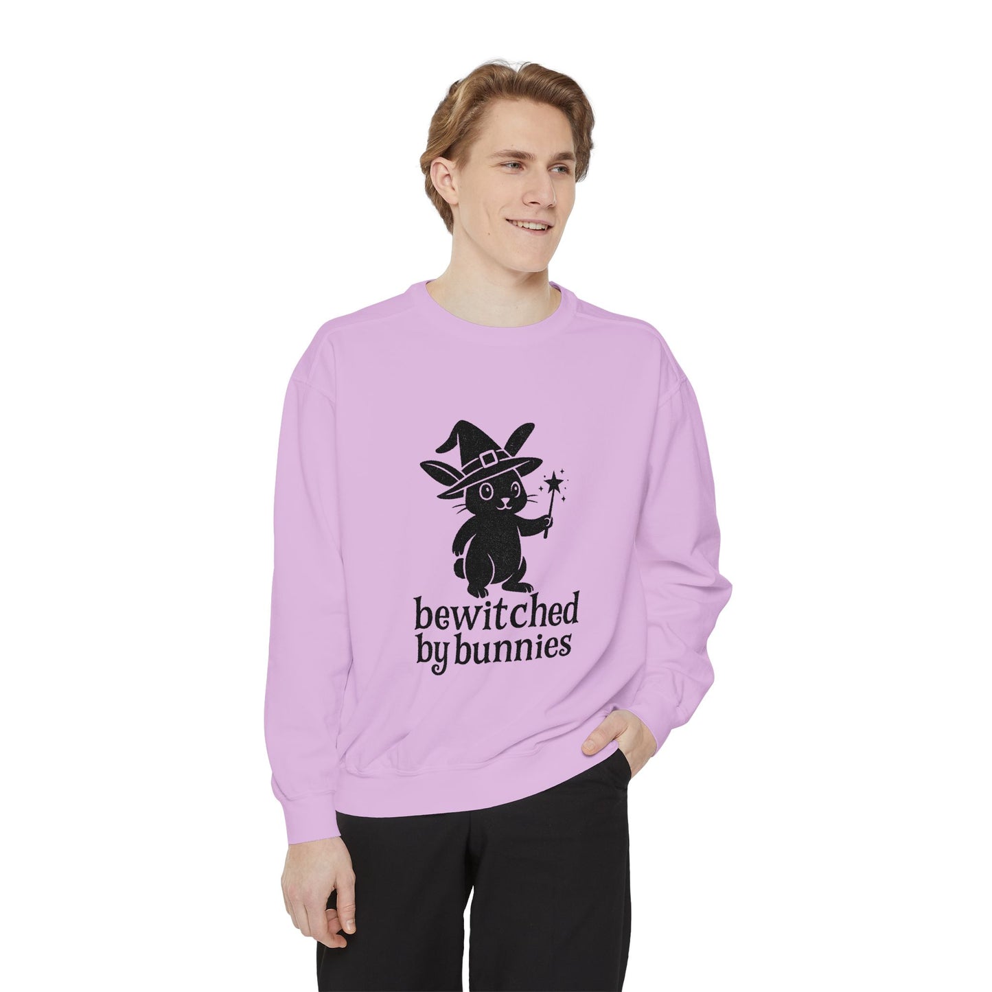 Bewitched by Bunnies Unisex Sweatshirt – Cozy Fall Rabbit Witch Pullover for Fall Festivities - Halloween Gift
