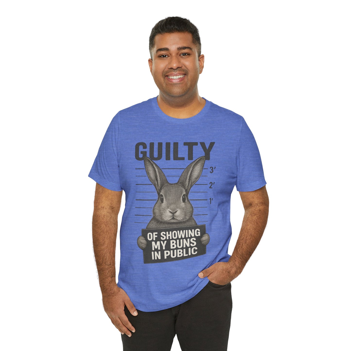 Guilty of Showing My Buns in Public Rabbit Exhibitor T-Shirt – Unisex Funny Bunny Graphic Tee - Quirky Gift for Animal Lovers