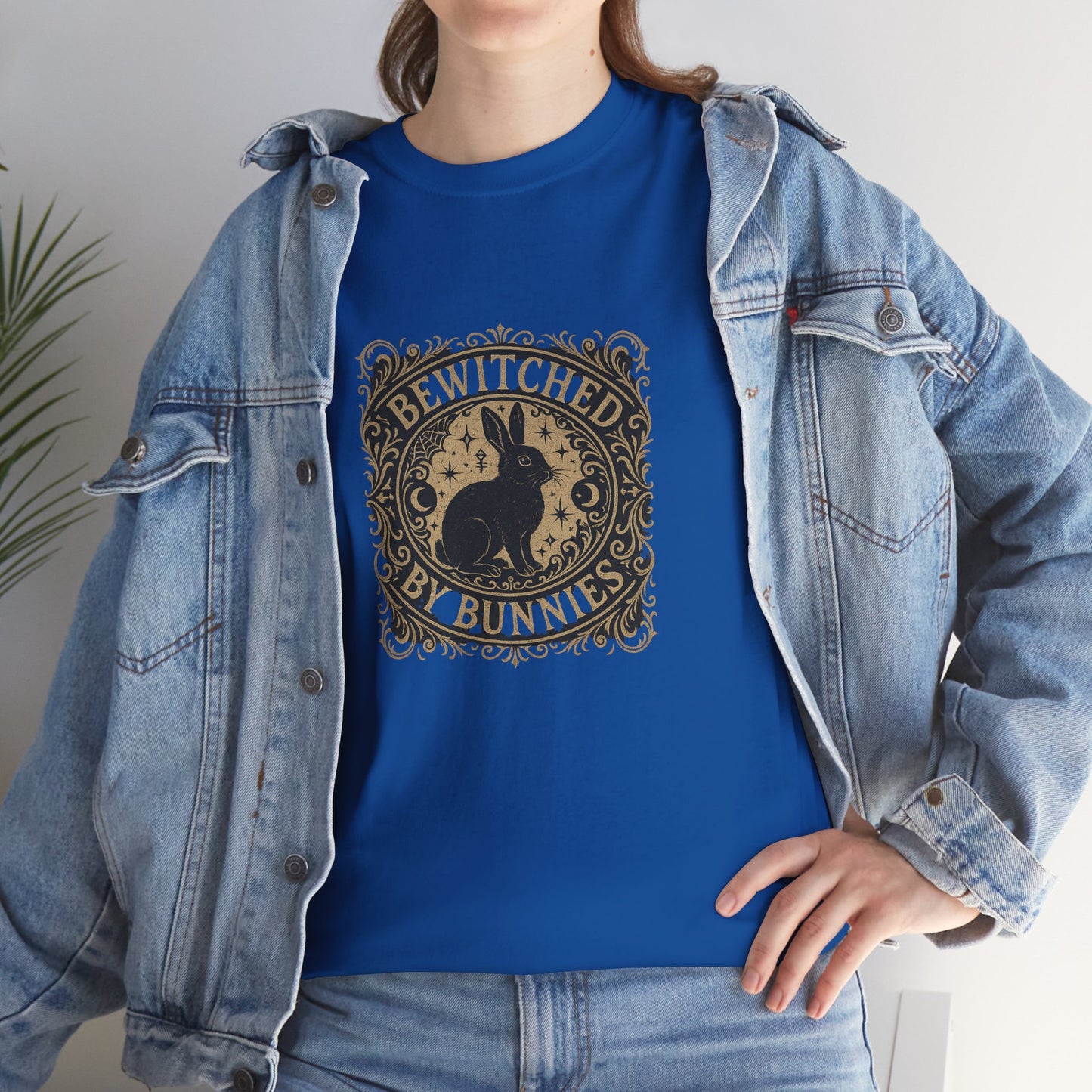 Bewitched by Bunnies Unisex Heavy Cotton T-Shirt – Enchanted Rabbit Halloween & Fall Graphic Tee | Bunny Lovers Gift