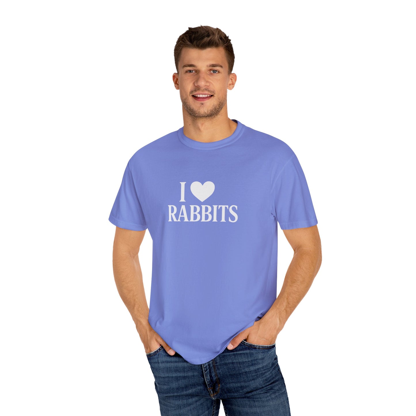 I ♥ Rabbits – Garment-Dyed Unisex Tee for Bunthusiasts - I Love Rabbits T-Shirt for Bunny Lovers