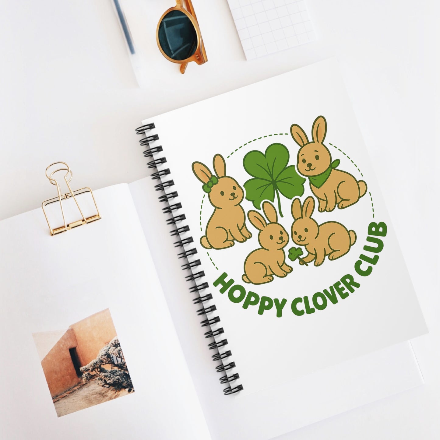 Hoppy Clover Club Spiral Notebook – Bunny & Clover Journal - Gift for Bunthusiasts and Rabbit Owners & Exhibitors of All Ages