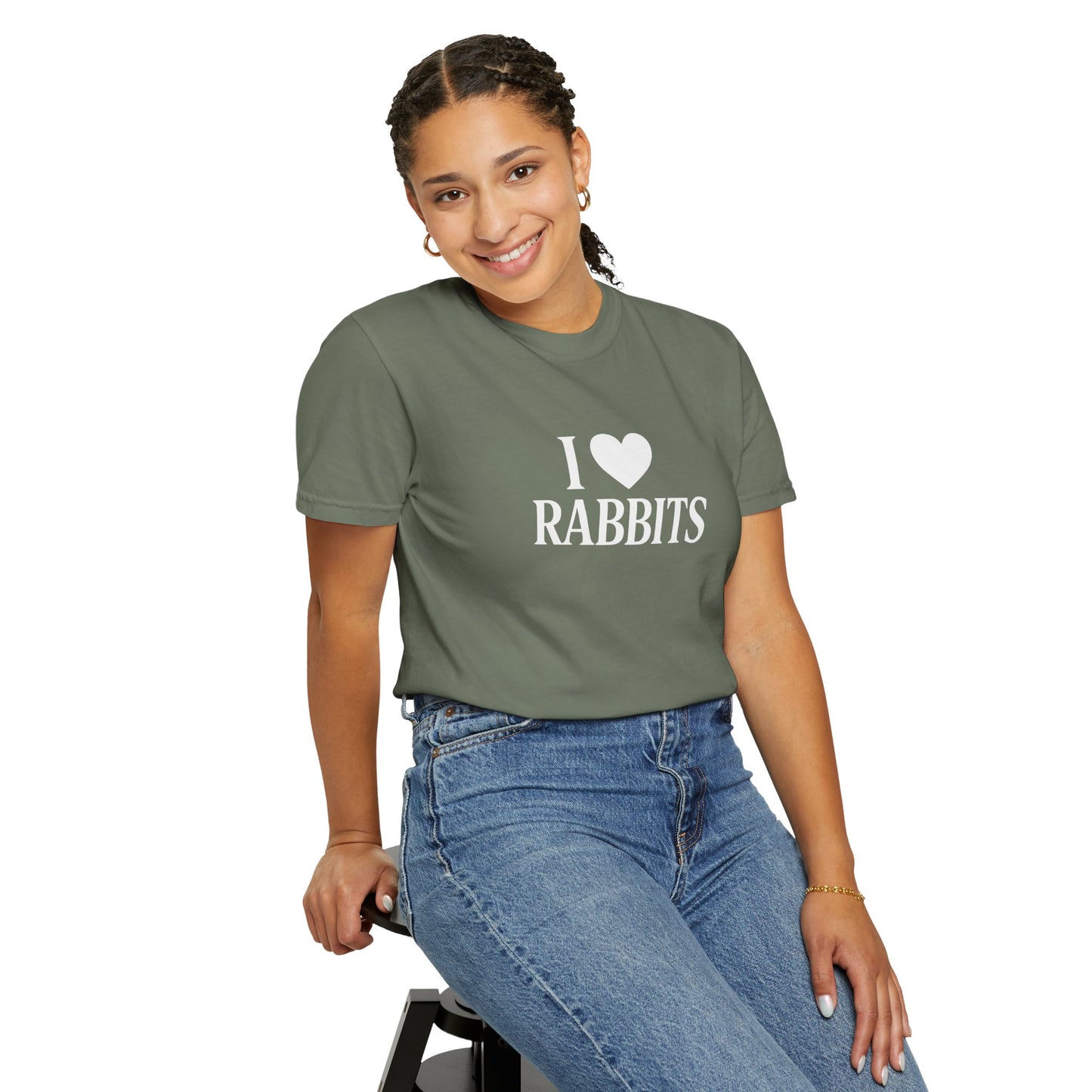 I ♥ Rabbits – Garment-Dyed Unisex Tee for Bunthusiasts - I Love Rabbits T-Shirt for Bunny Lovers